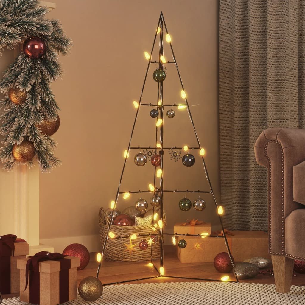 furnicato Künstlicher Weihnachtsbaum Moderner Metall-Weihnachtsbaum 56x41x100 cm Schwarz, Platzsparende Tannenbaum-Konstruktion mit 5 Ebenen für den Balkon