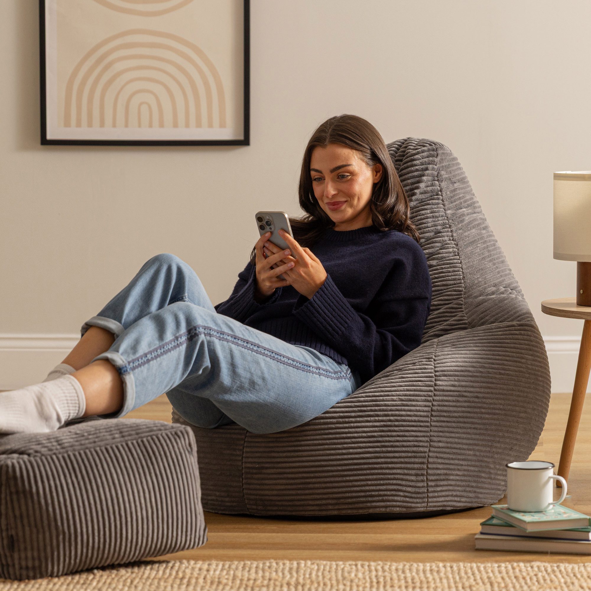 icon Sitzsack Sessel mit Liege aus Cord „Dalton“ mit Hocker (Spar-Set, 1 x günstig online kaufen