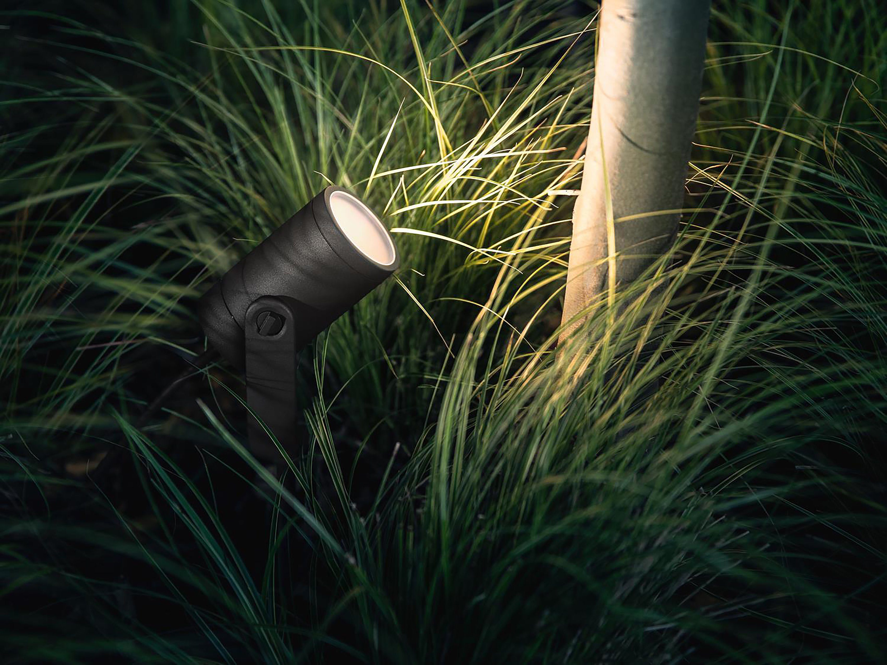 Philips Hue LED Gartenstrahler Ambition Lily, Smart Home, LED fest integriert, RGB, Attraktive Bundle, Basis Set und einem Erweiterungs-Spot.