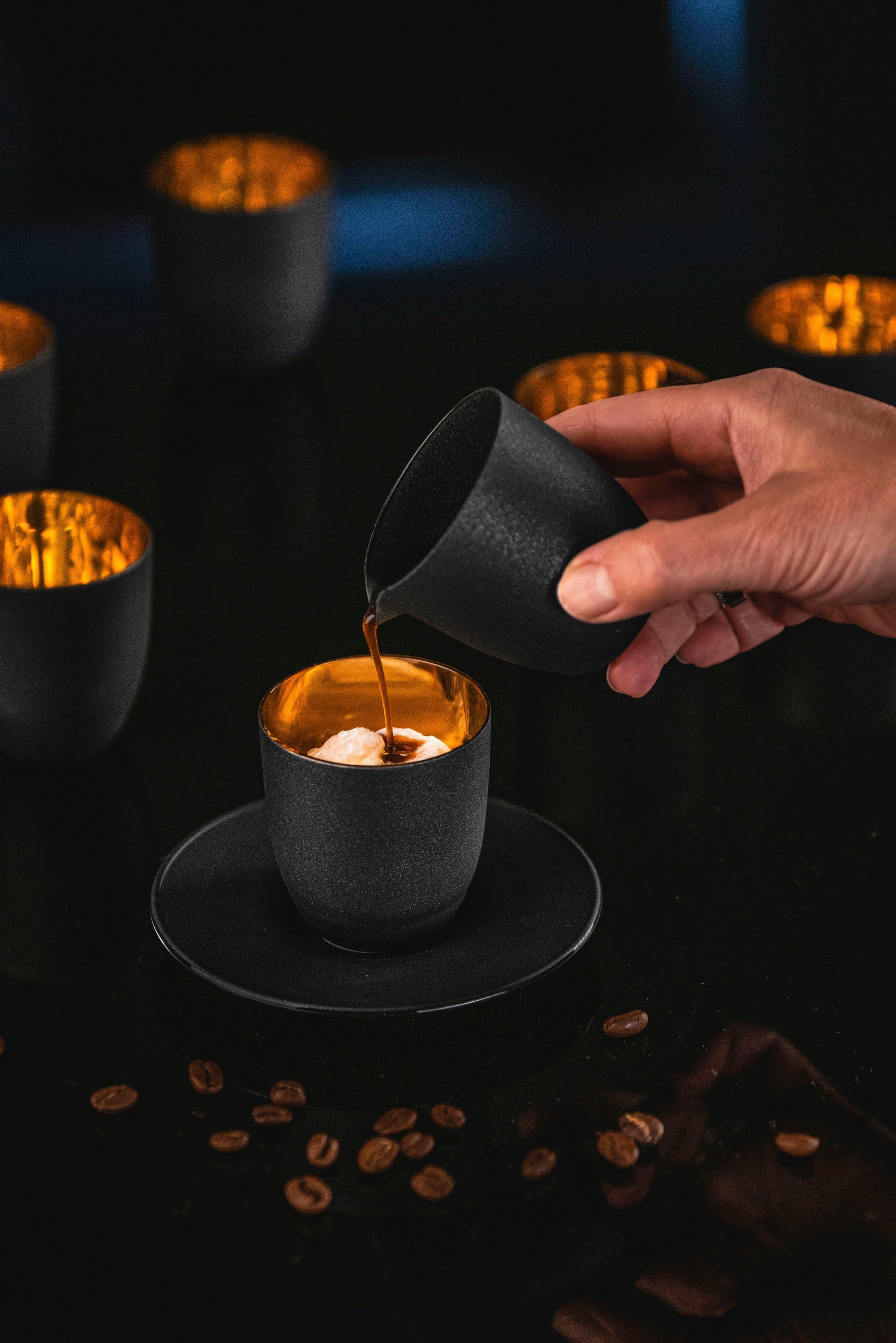 Eisch Espressoglas COSMO GOLD, Made in Germany, Kristallglas, Affogato al  oro Glas mit Kännchen, veredelt mit Echtgold, 100 ml