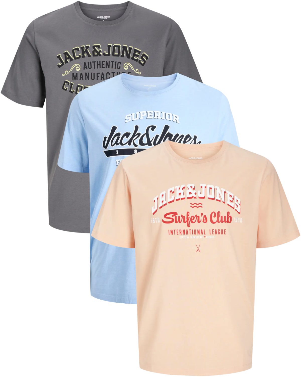 Jack & Jones PlusSize Print-Shirt (Spar-Set, 3er-Pack) Big Size Shirt Übergrößen Shirt
