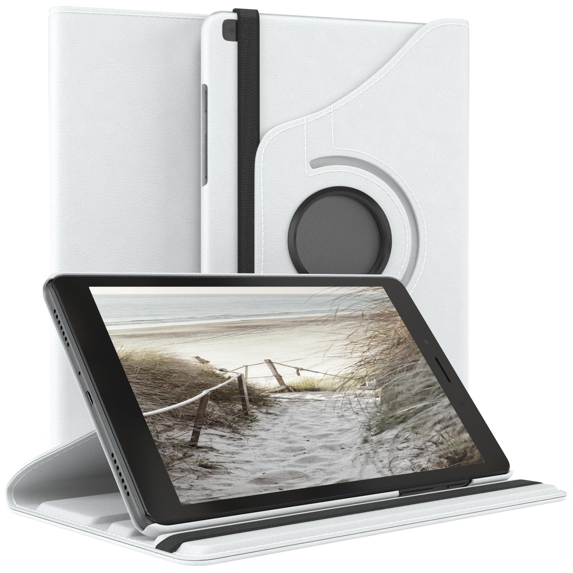 EAZY CASE Tablet-Hülle Rotation Case Samsung Galaxy Tab A 8.0 8 Zoll, Schutzhülle mit Sleep Wakeup Funktion Tablet Tasche kratzfest Weiß