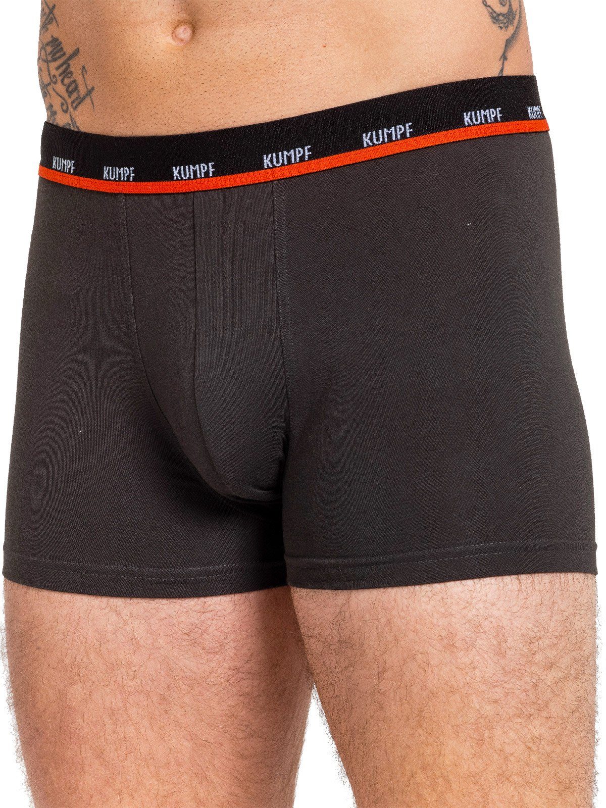 Herren Stretch Retro Pants schwarz-grau KUMPF Pack Materialmix 3-St) Pants Cotton 3er (Packung, Gummibund mit