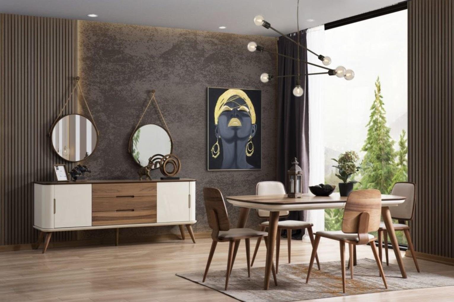 Luxus Essgruppe, Esszimmer Set JVmoebel Esstisch Essecke Holz Stühle Essgruppe 8tlg Weiß