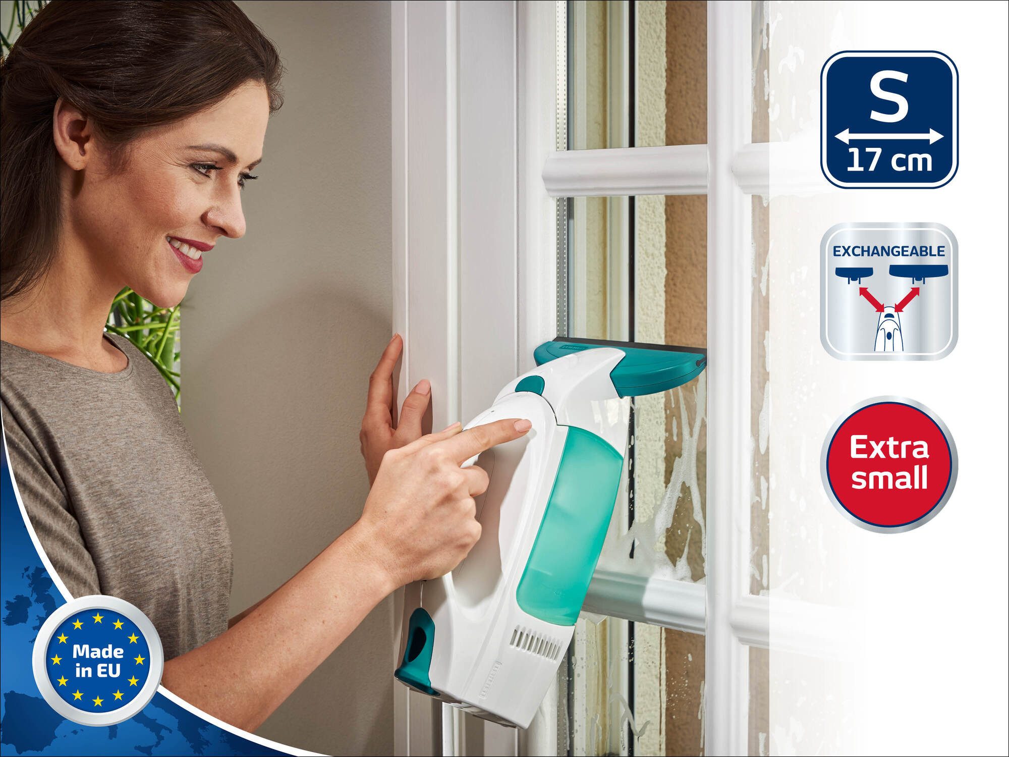 Leifheit Fenstersauger-Abziehlippen Saugdüse Dry & Clean schmal, (1-St), Streifenfrei, geeignet für Sprossenfenster, Absaugdüse 17 cm
