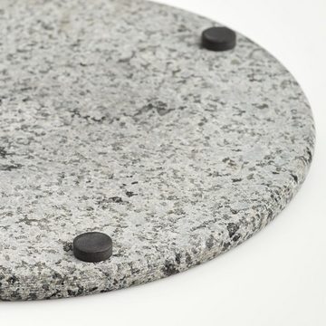 Zeller Present Küchenorganizer-Set Servierplatte, rund, Granit, anthrazit, Ø25 x 1 cm