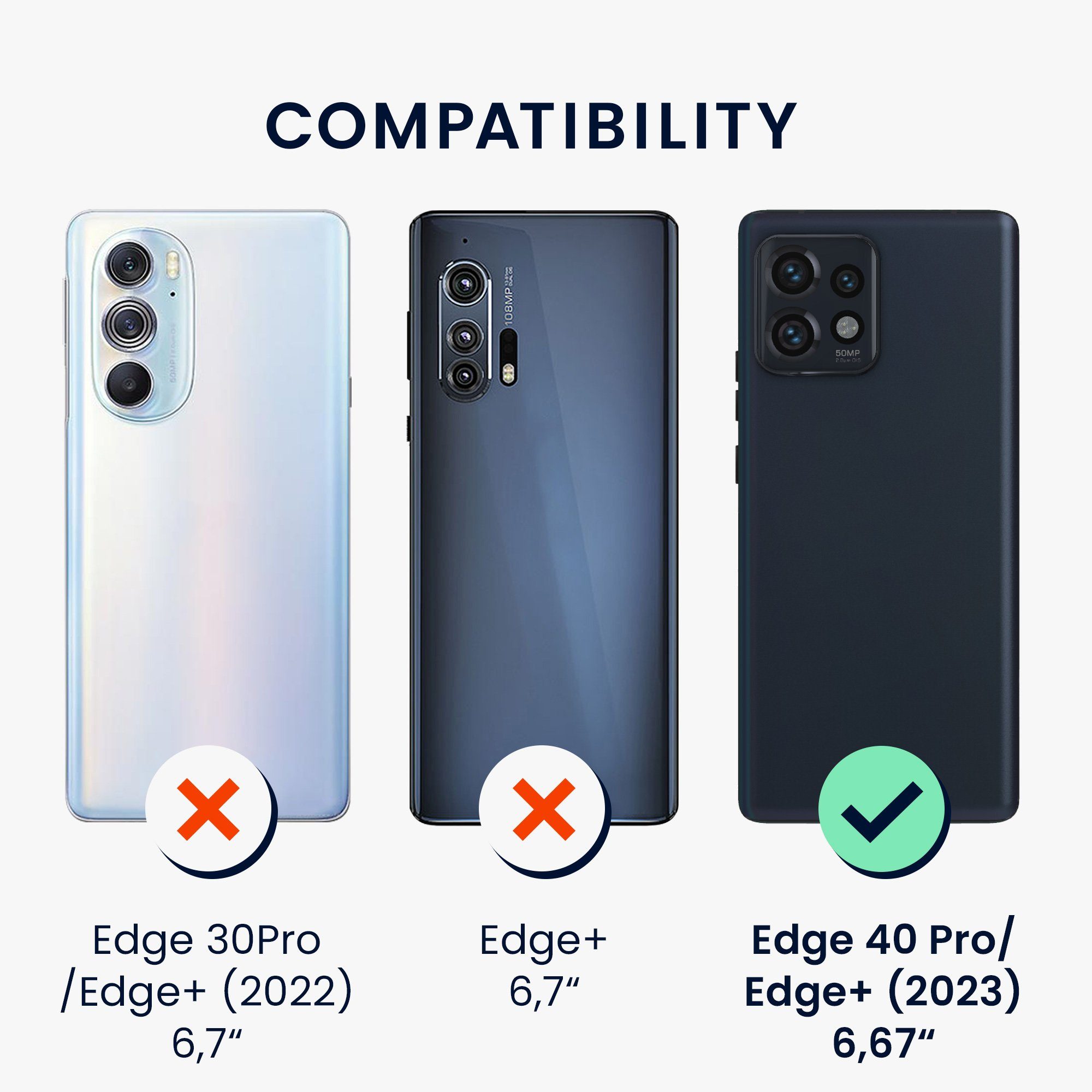 kwmobile Etui Hülle für Motorola Edge 40 Pro / Edge+ (2023), mit Metall Kette zum Umhängen - Silikon Handy Cover Case Schutzhülle