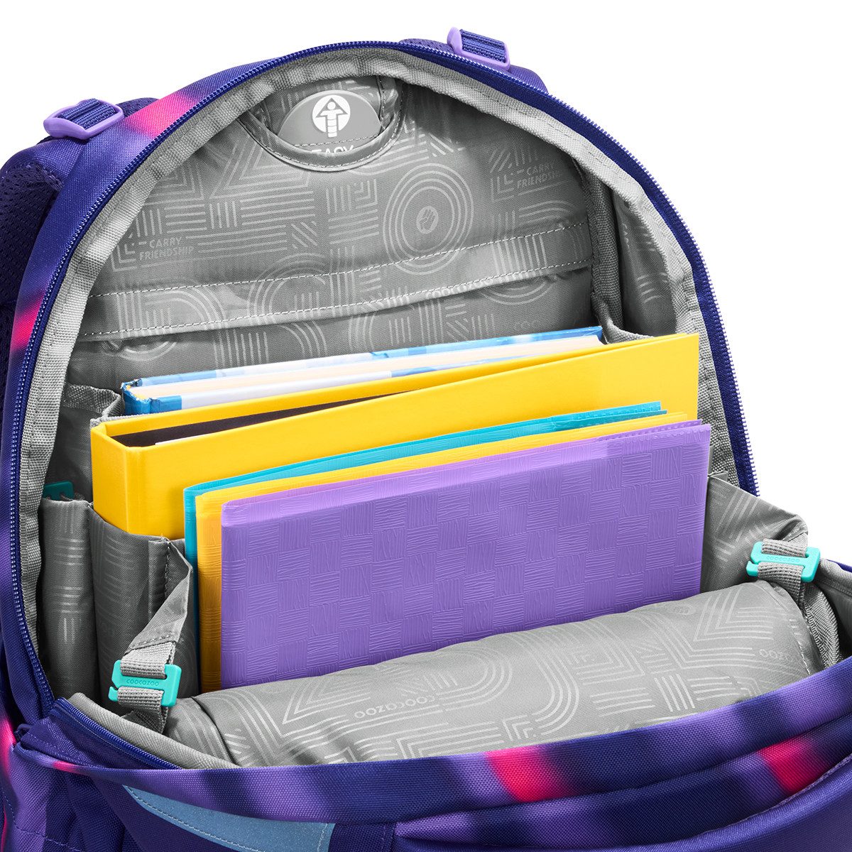 coocazoo Schulranzen Schulrucksack-Set MATE Aurora Glow 2-teilig (2-teilig), ergonomisch, Körpergröße: 135 - 180 cm, Easy-Grow-System