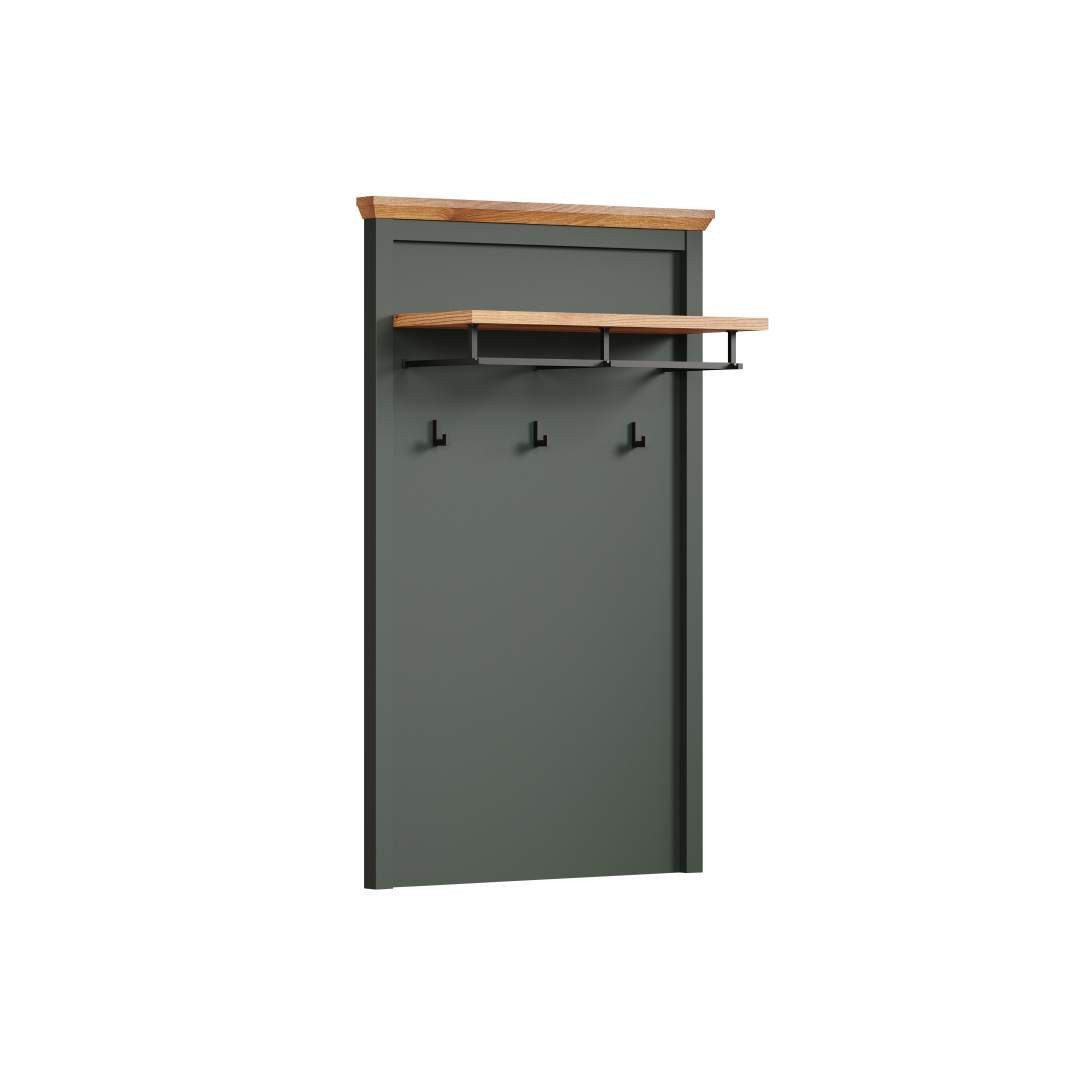 ebuy24 Garderobenhalter Stanton Wandgarderobe grün, Eiche dekor.