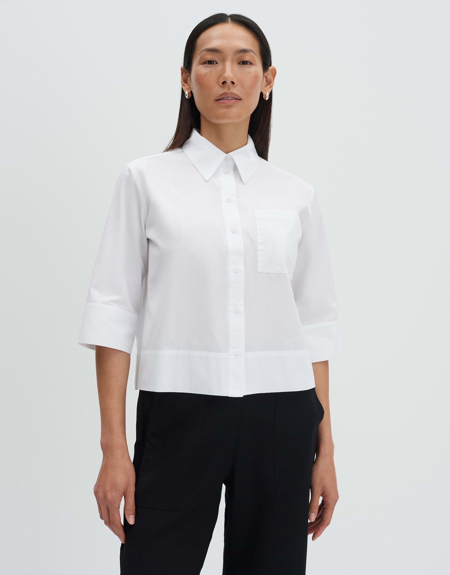 someday Kurzarmbluse Zarba bold Weite Passform, aufgesetzte Tasche und Rückenfalte