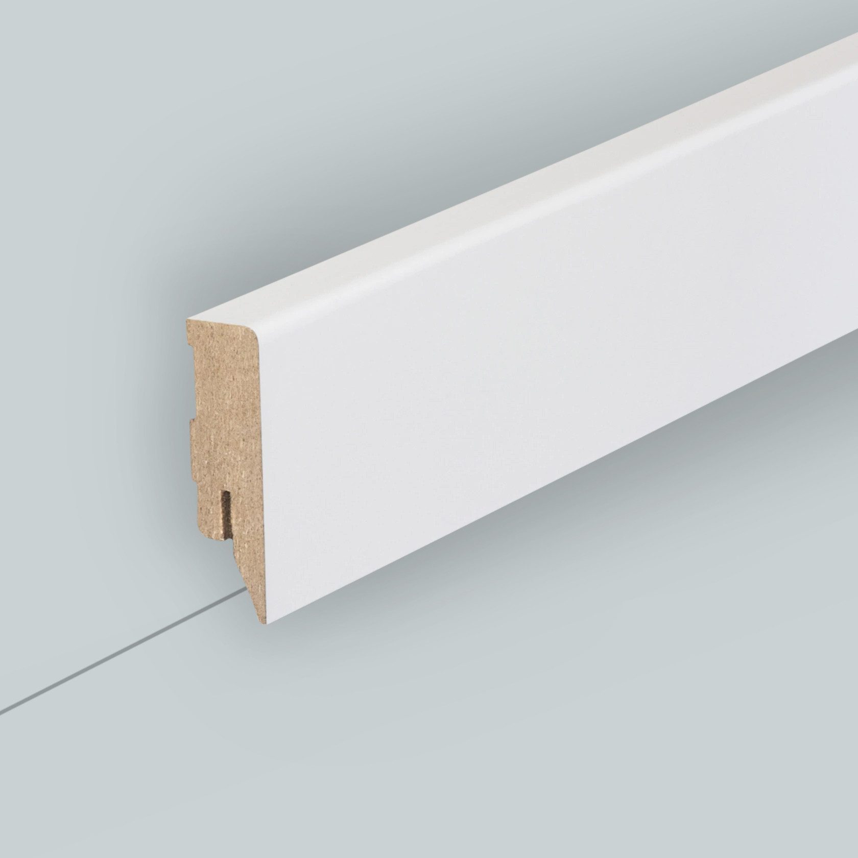 Südbrock Sockelleiste Sockelleiste weiß 16 x 78 mm MDF foliert RAL 9016 Modern Fussleiste, L: 250 cm, H: 7.8 cm, 1-St.