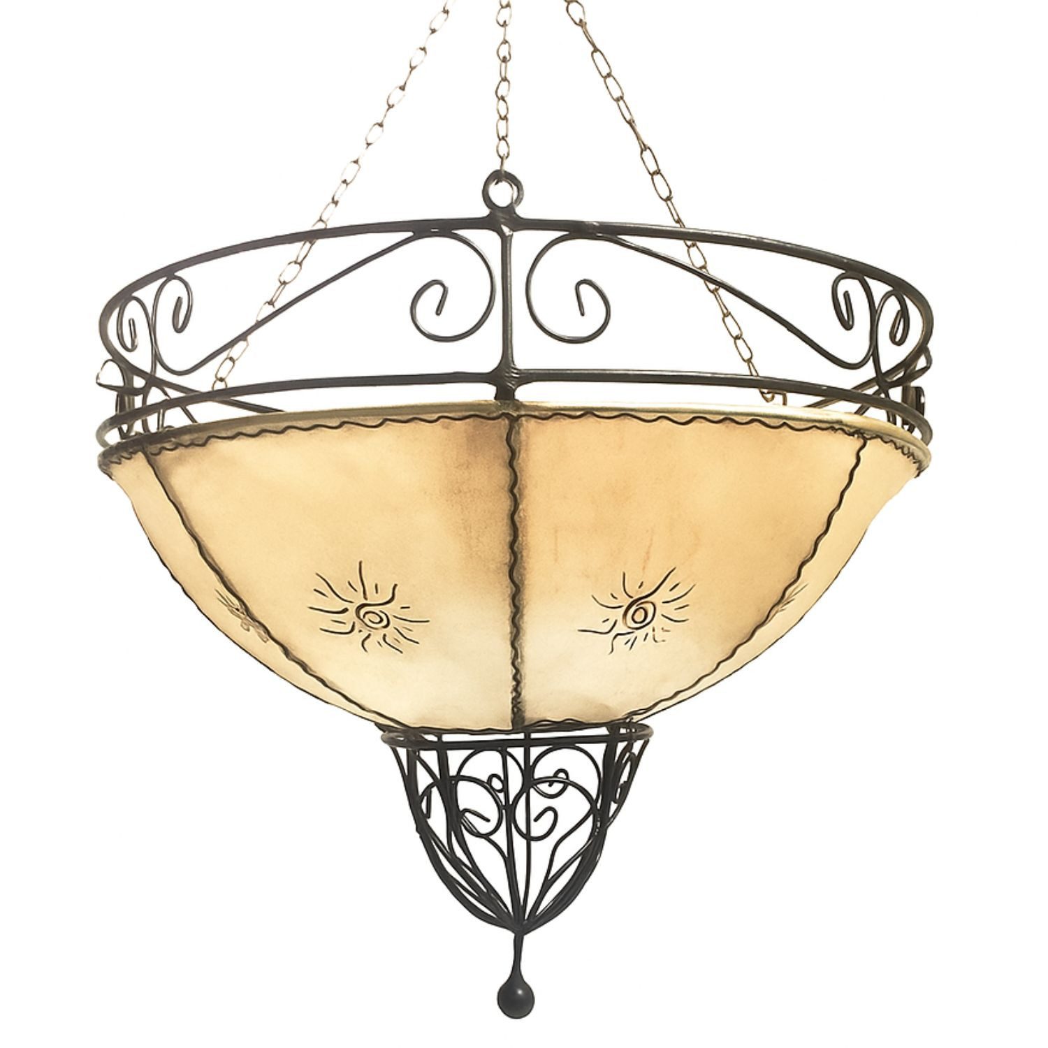 Marrakesch Orient & Mediterran Interior Pendelleuchte Orientalische Hängeleuchte Demren handgemacht aus Leder in Natur 45 cm, Handarbeit