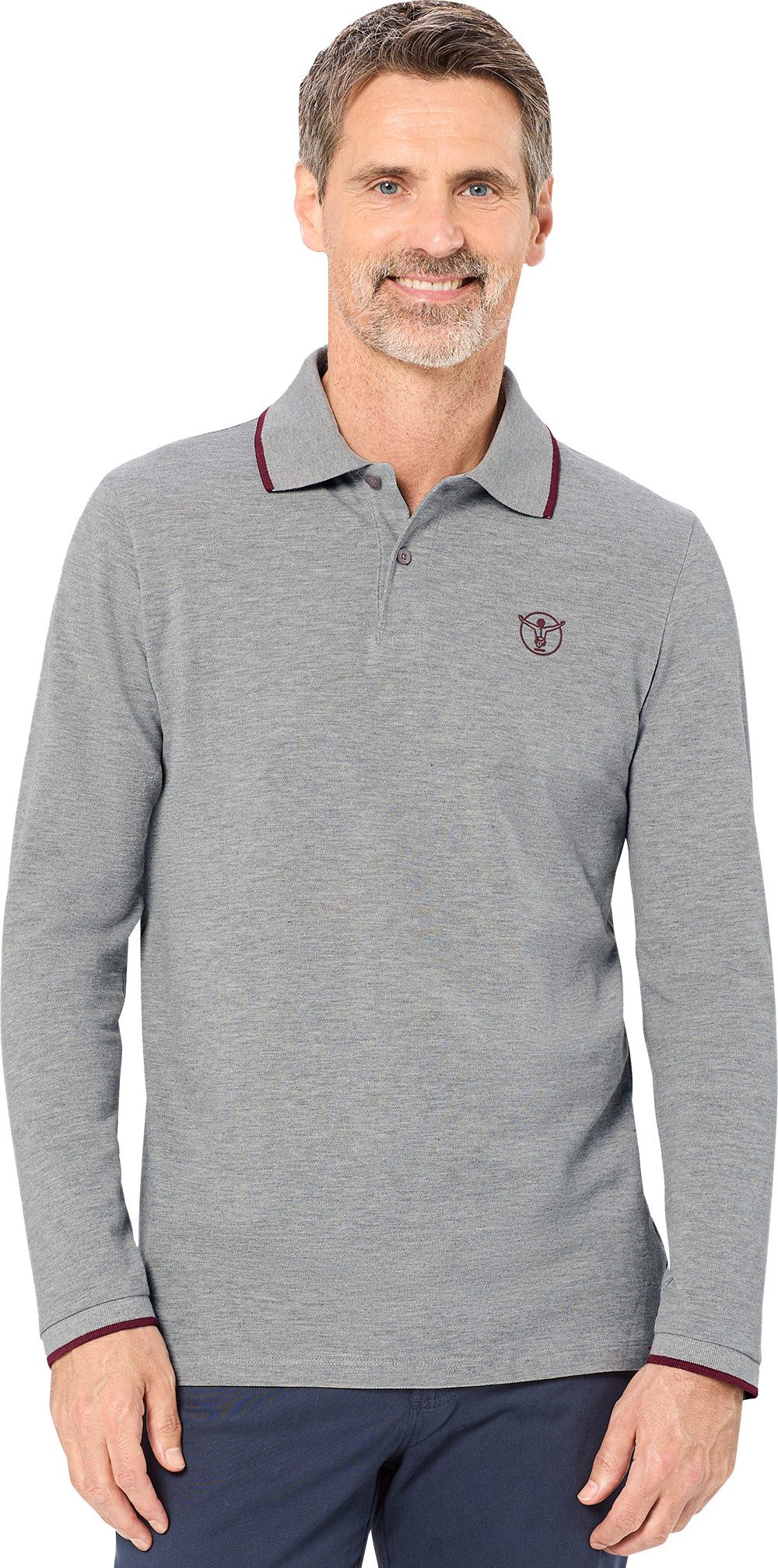 Chiemsee Langarm-Poloshirt aus formstabilem Baumwoll-Piqué