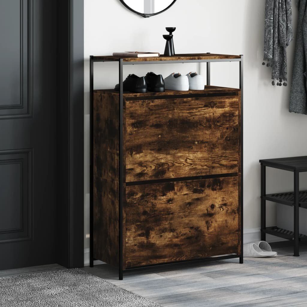 vidaXL Schuhschrank NA Schuhschrank Räuchereiche 75x34x112 cm Spanplatte