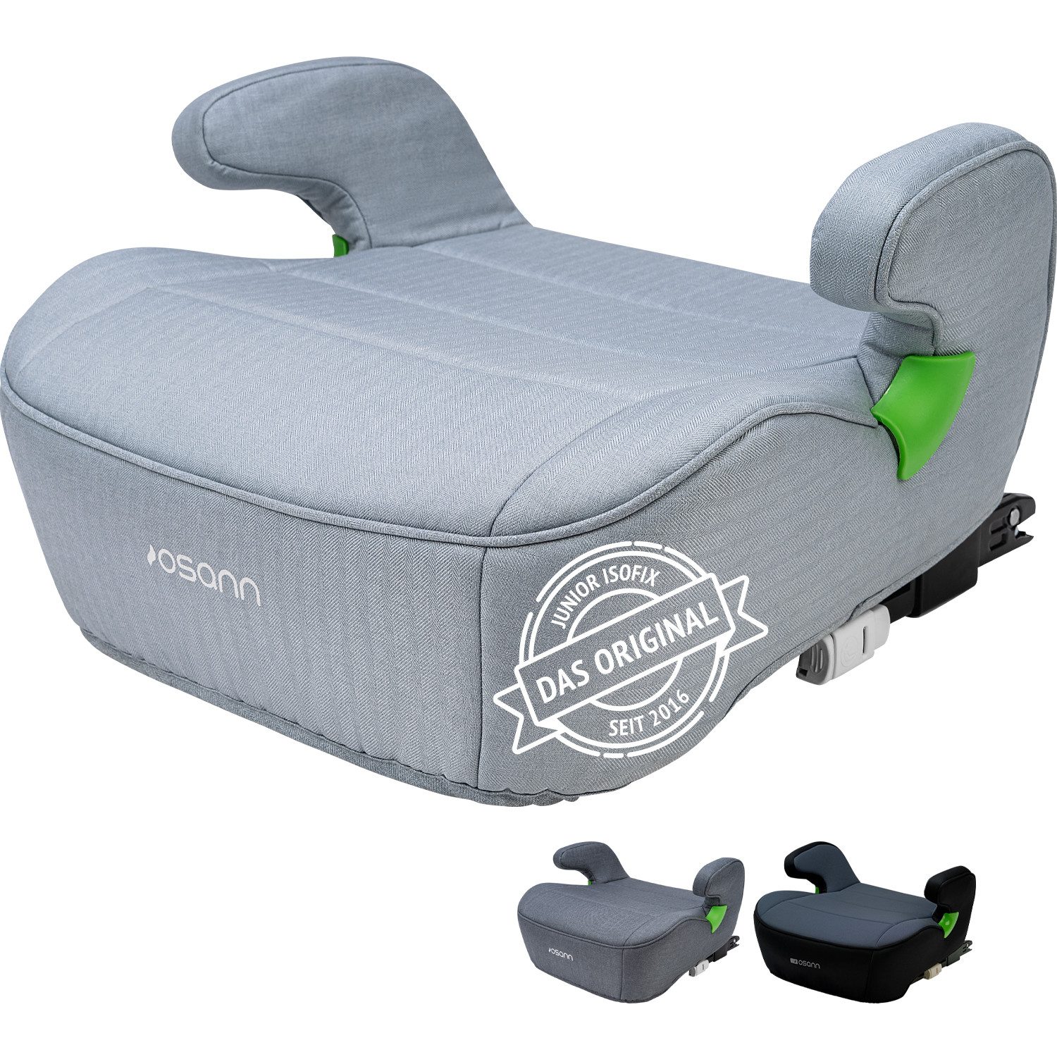 Osann Kindersitzerhöhung Junior Isofix, Sitzerhöhung Kinder mit Isofix, ab: 7 Jahren, bis: 12 Jahre, ab: 126 cm, bis: 150 cm, Kindersitzerhöhung mit Isofix, weich gepolstert, waschbarer Bezug