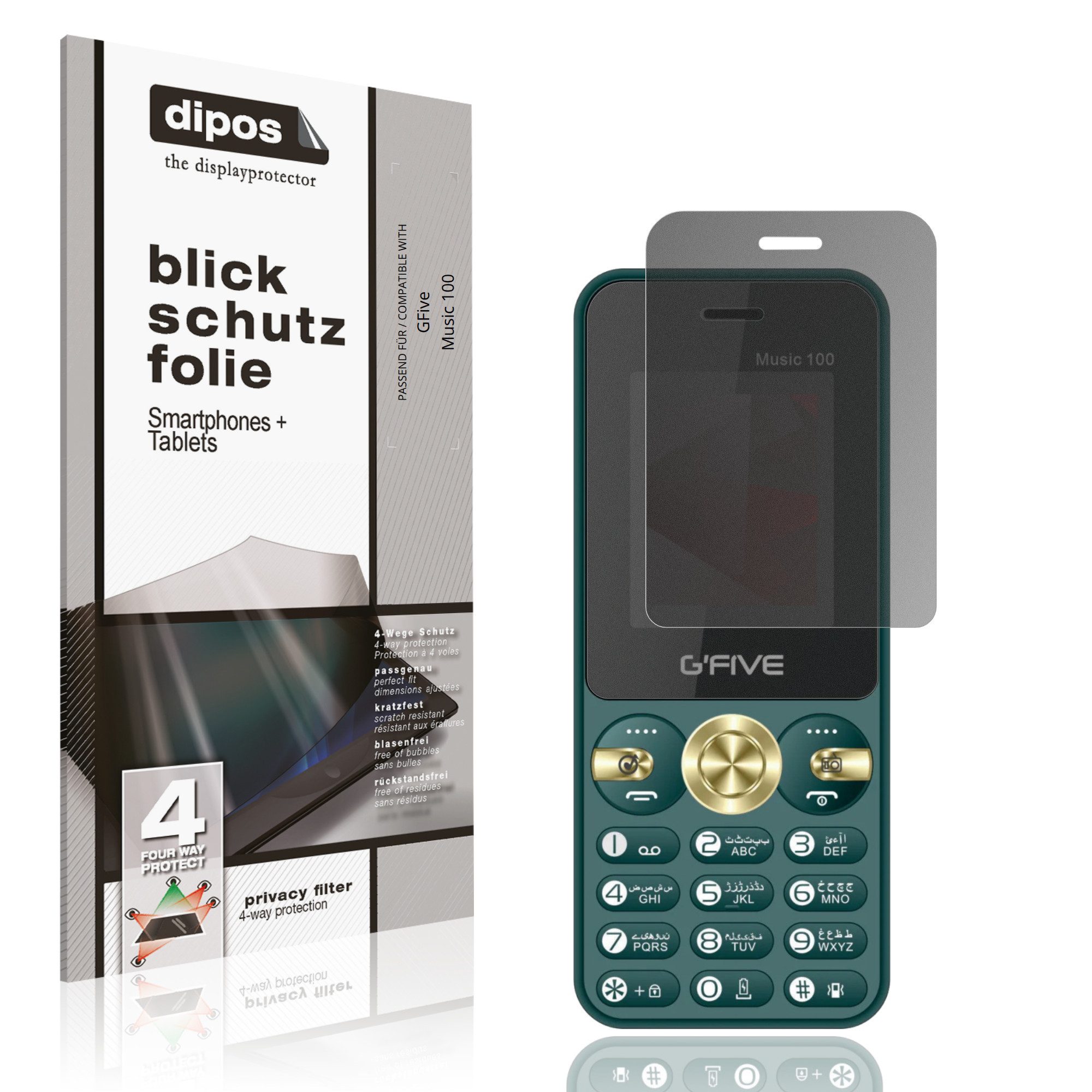 dipos Displayschutzfolie Schutzfolie für GFive Music 100, 1 Stück, Displayschutz Schutz Folie Made in Germany