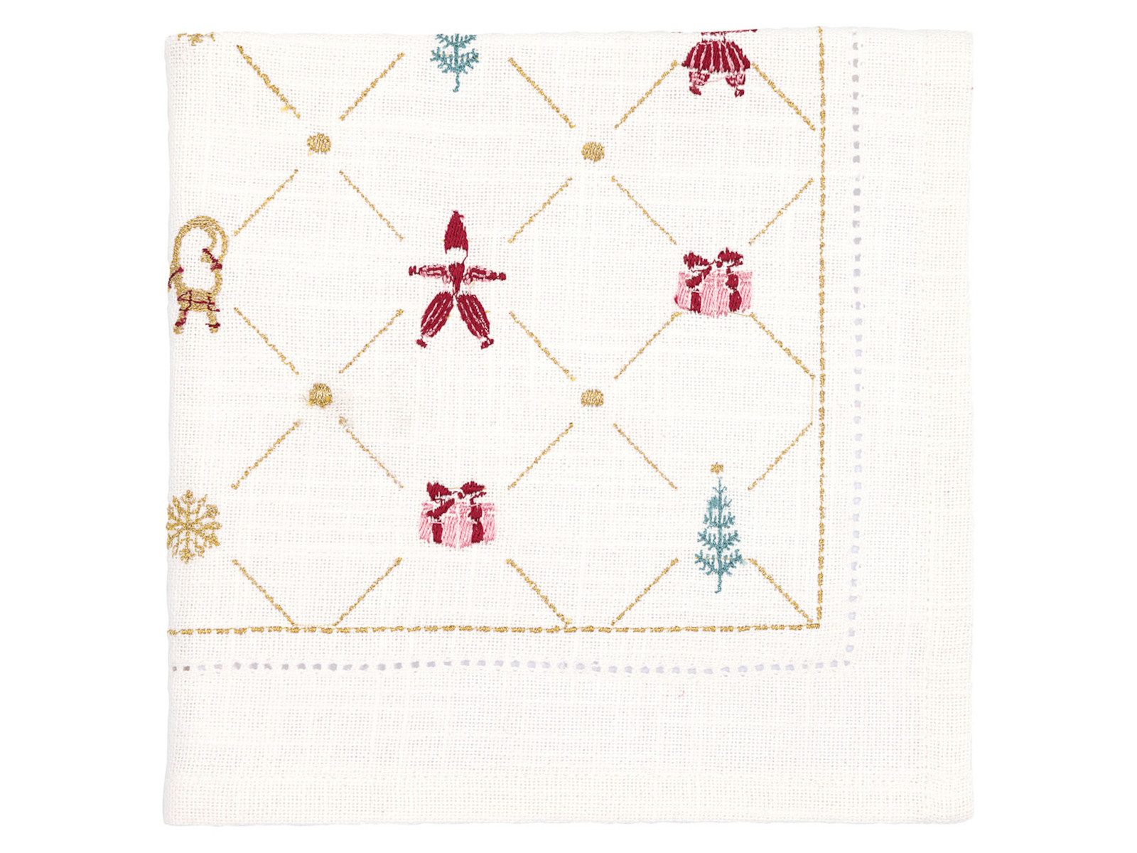 Greengate Stoffserviette Clarina Stoffserviette mit Stickerei white 40x40cm