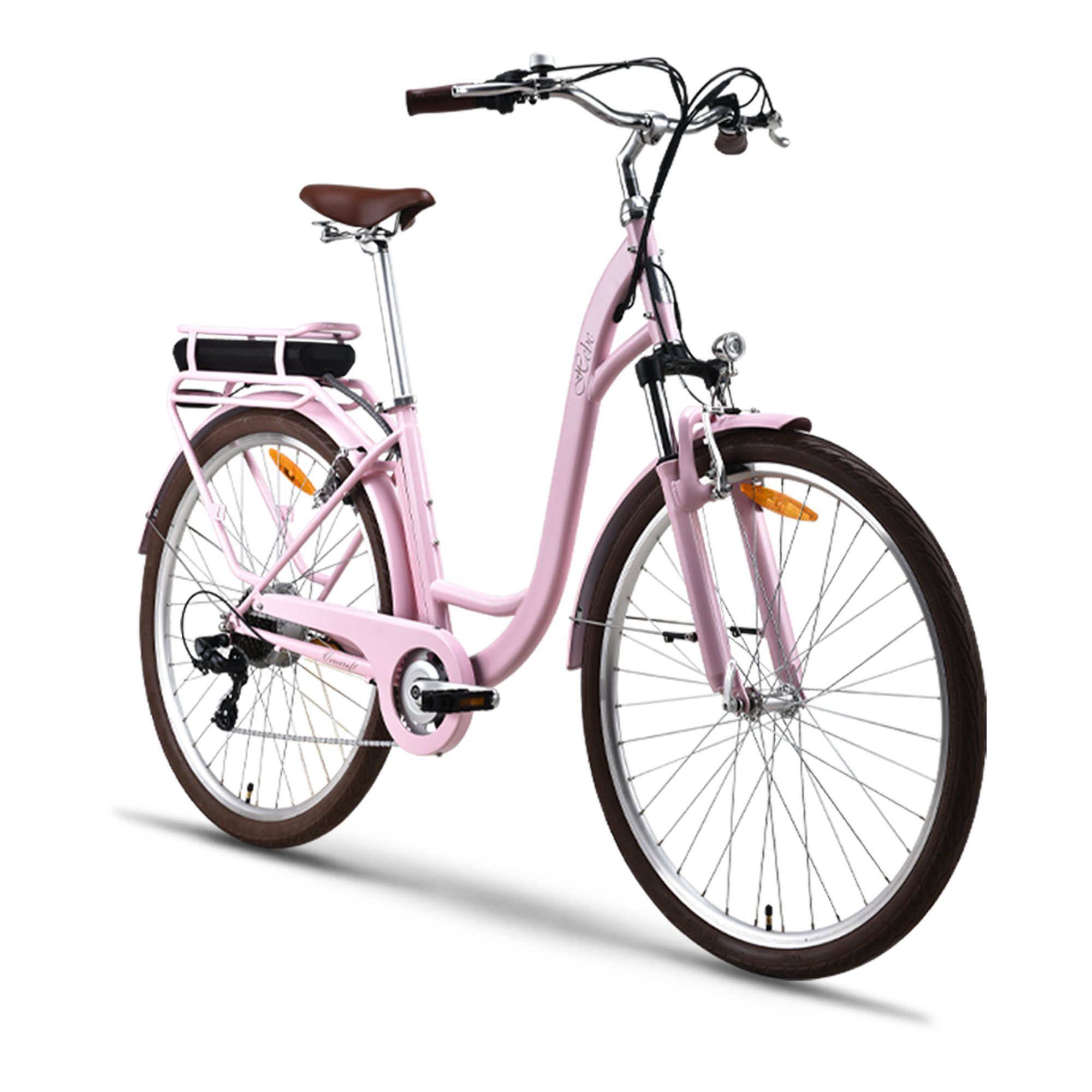 VECOCRAFT E-Bike HEBE, 7 Gang Shimano, Kettenschaltung, Heckmotor, 360 Wh akku rose | E-Citybikes