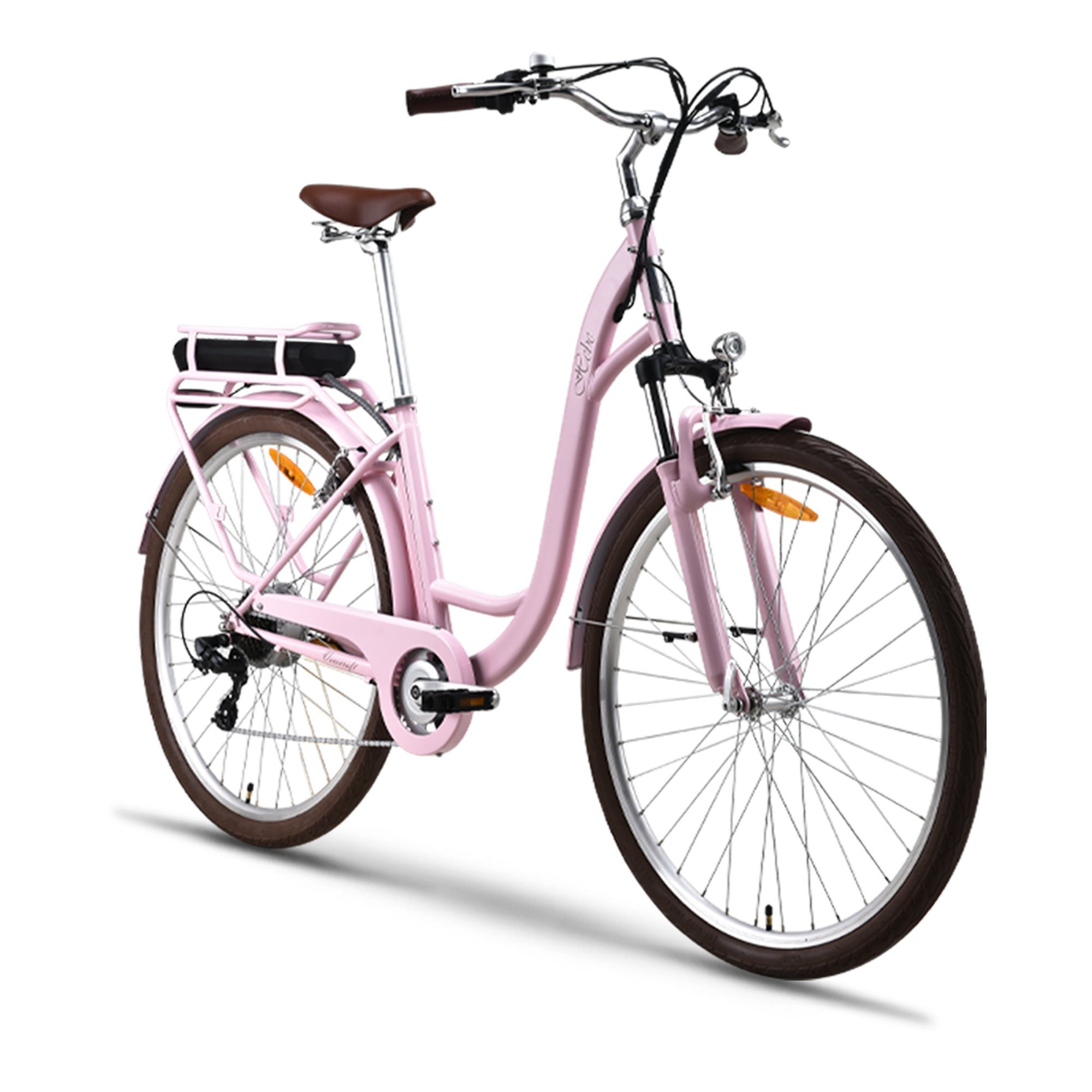 VECOCRAFT E-Bike Cityrad HEBE e bike damen 25 km/h, 7 Gang Shimano, Kettenschaltung, Heckmotor, 360 Wh