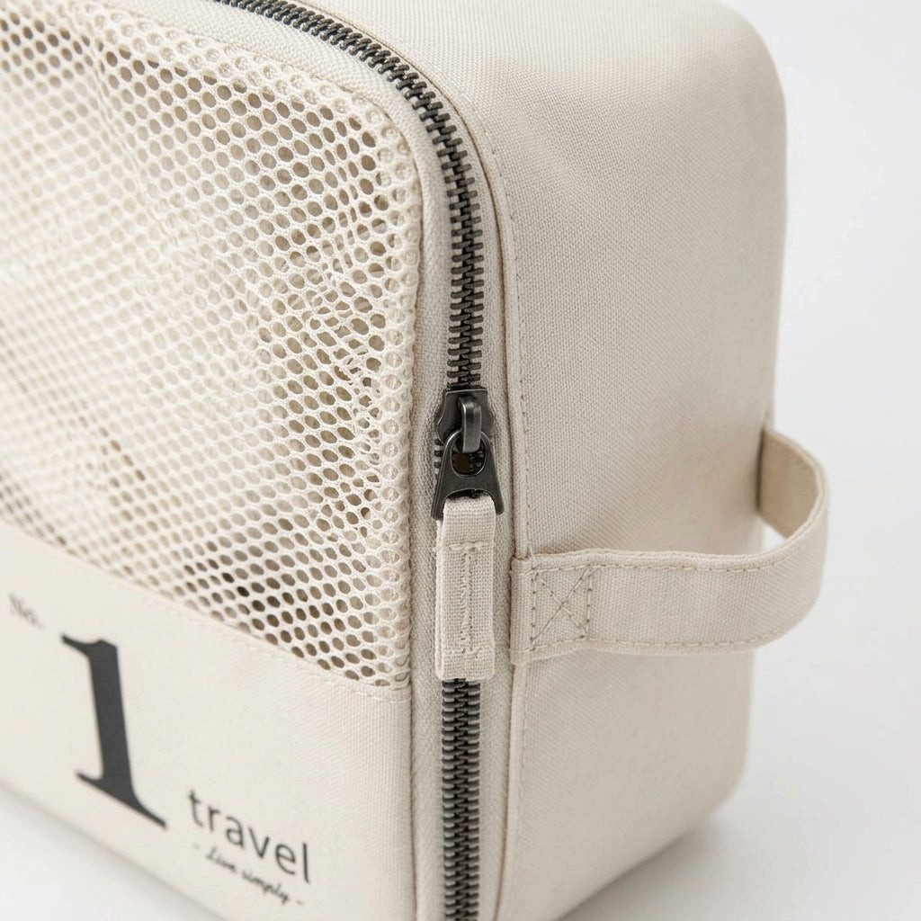 H-basics Kofferorganizer Packwürfel Set 7-teilig Creme Mesh Packing Cubes