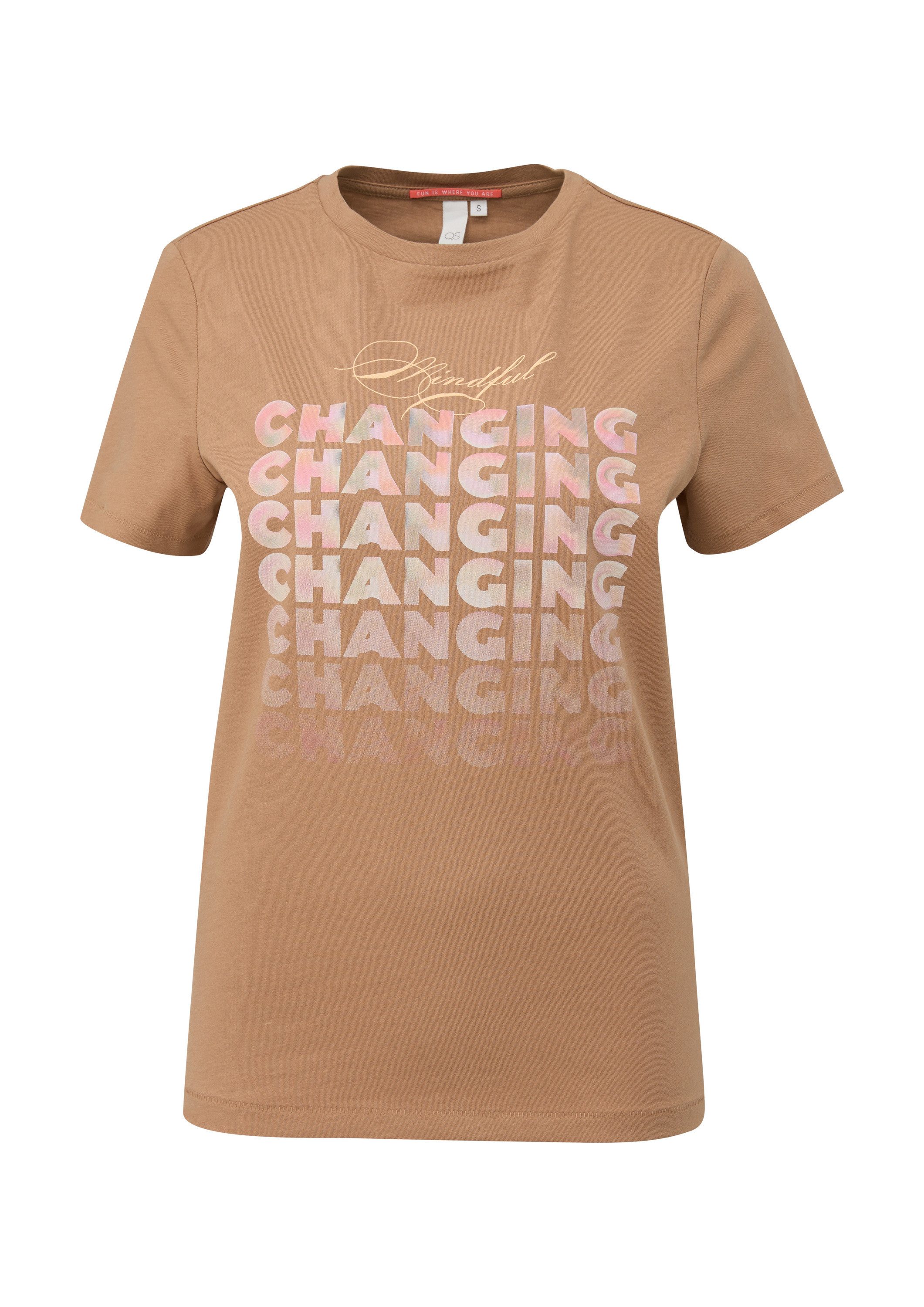 QS Kurzarmshirt T-Shirt Baumwollshirt mit Frontprint günstig online kaufen