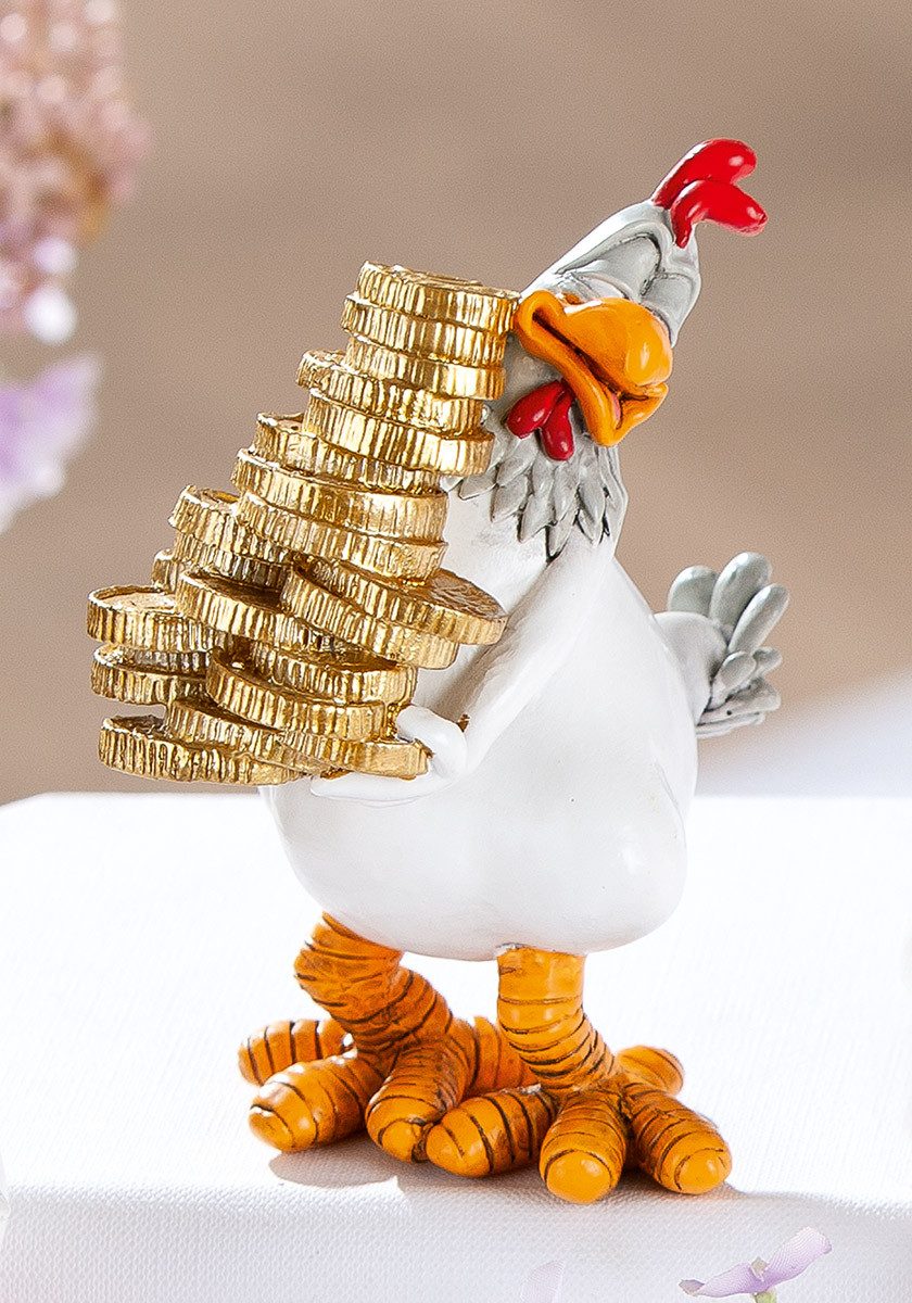 MF Comicfigur Dekofigur Sparhuhn Aurum humorvolle Huhnfigur mit Münzen (1 St)