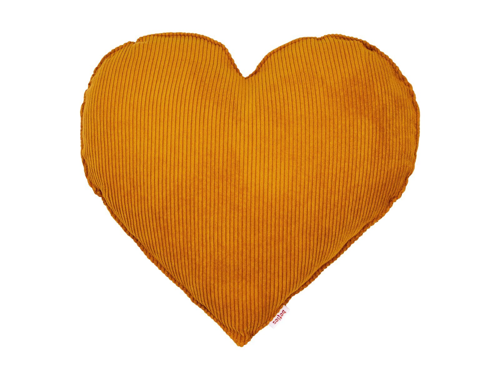 kurkuma-gelb gefüllt cm Herz-Kissen 35x40 Style, ca. beties Samt-Cord Hygge Dekokissen HYggelig No.1,