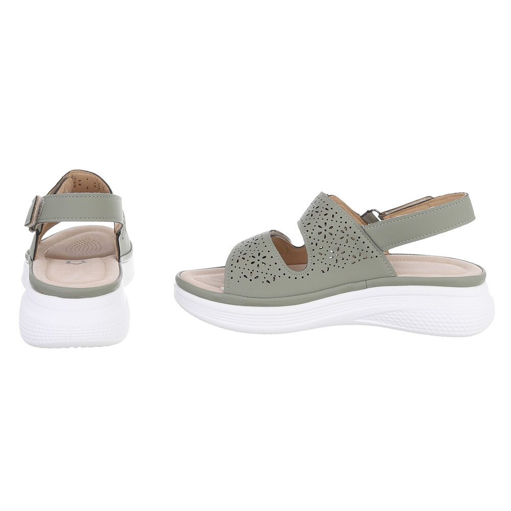 Ital-Design Damen Komfortsandale mit Klettverschluss und Profilsohle Plateausandaletten (91849417) Keilabsatz/Wedge Keilsandaletten in Hellgrün – Bild 5 von 5