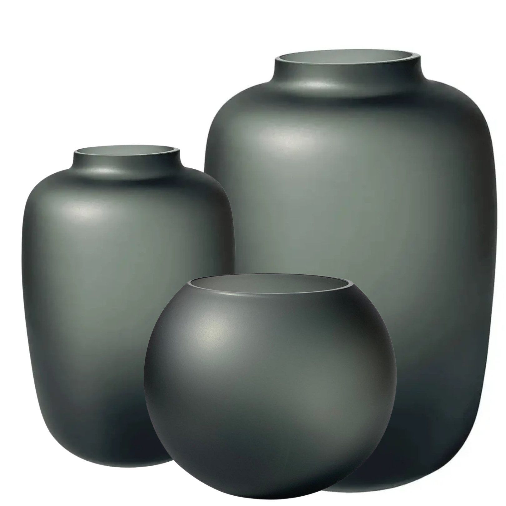 Vase the World Dekovase Designer Vase Satingrau handgefertigt matt pulverbeschichtet 3 Größen