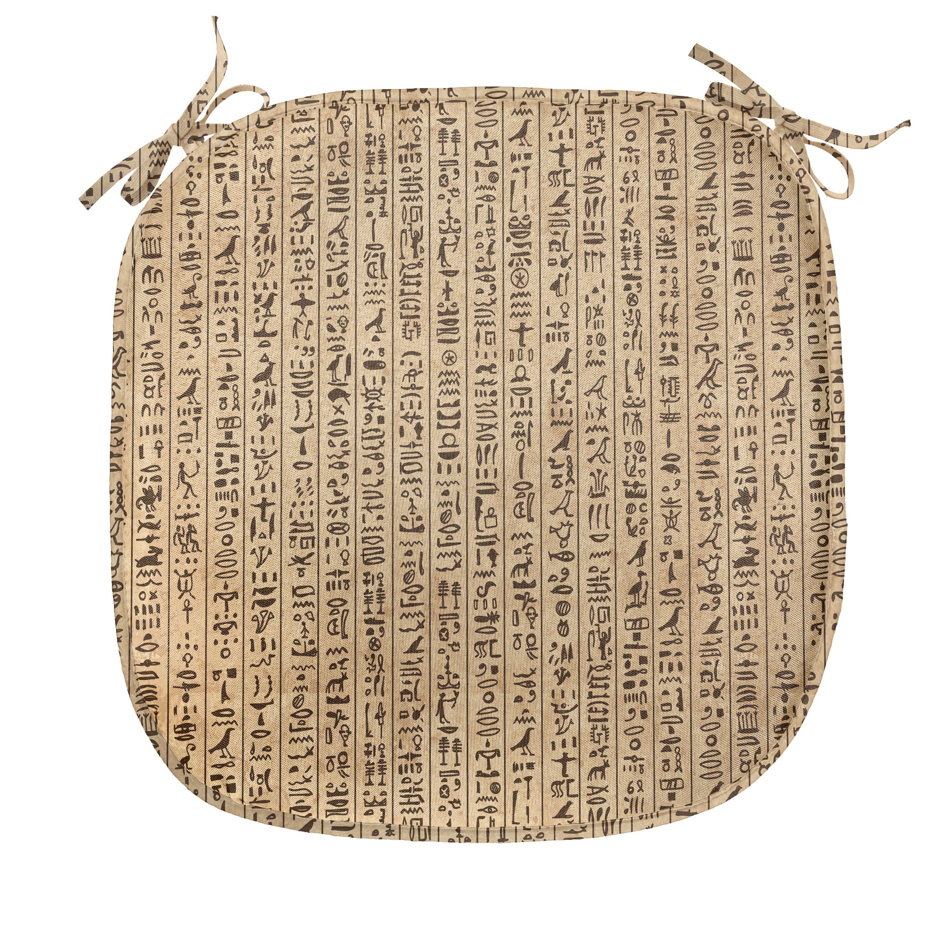 Abakuhaus Stuhlkissen Dekoratives wasserfestes Kissen mit Riemen für Küchensitze, ägyptisch Ancinet Hieroglyphs