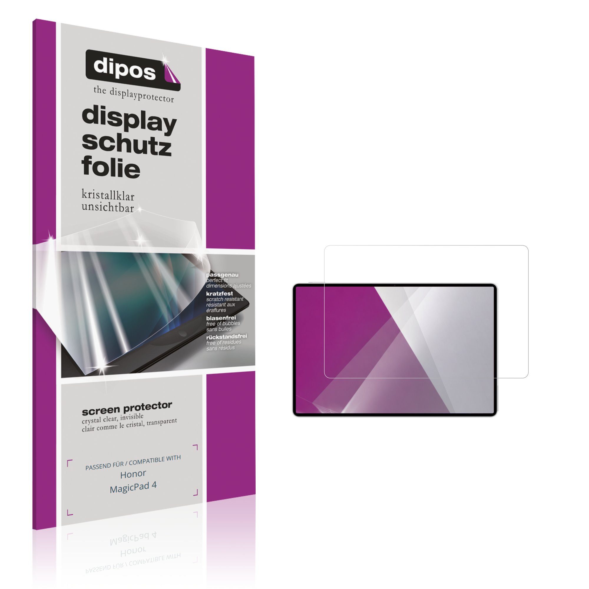 dipos Displayschutzfolie Schutzfolie für Honor MagicPad 4, 2 Stück, Displayschutz Schutz Folie Made in Germany
