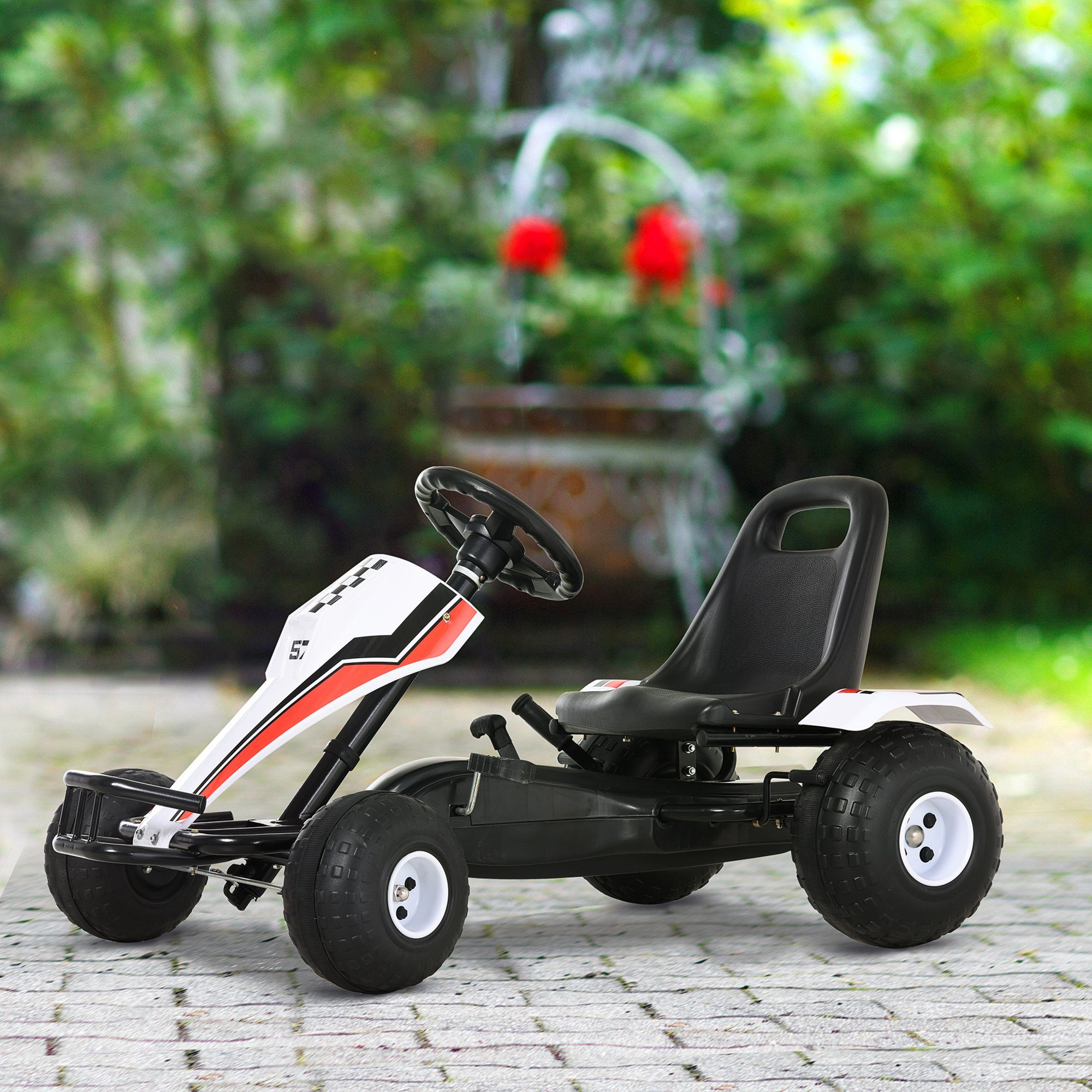 HOMCOM Tretfahrzeug Kinder Go-Kart mit Handbremse