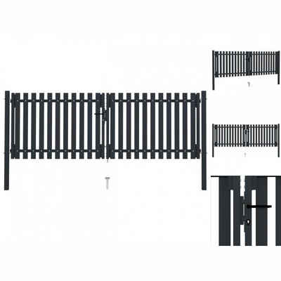 vidaXL Gartentor Doppelflügel Zauntor Stahl 306x125 cm Anthrazit