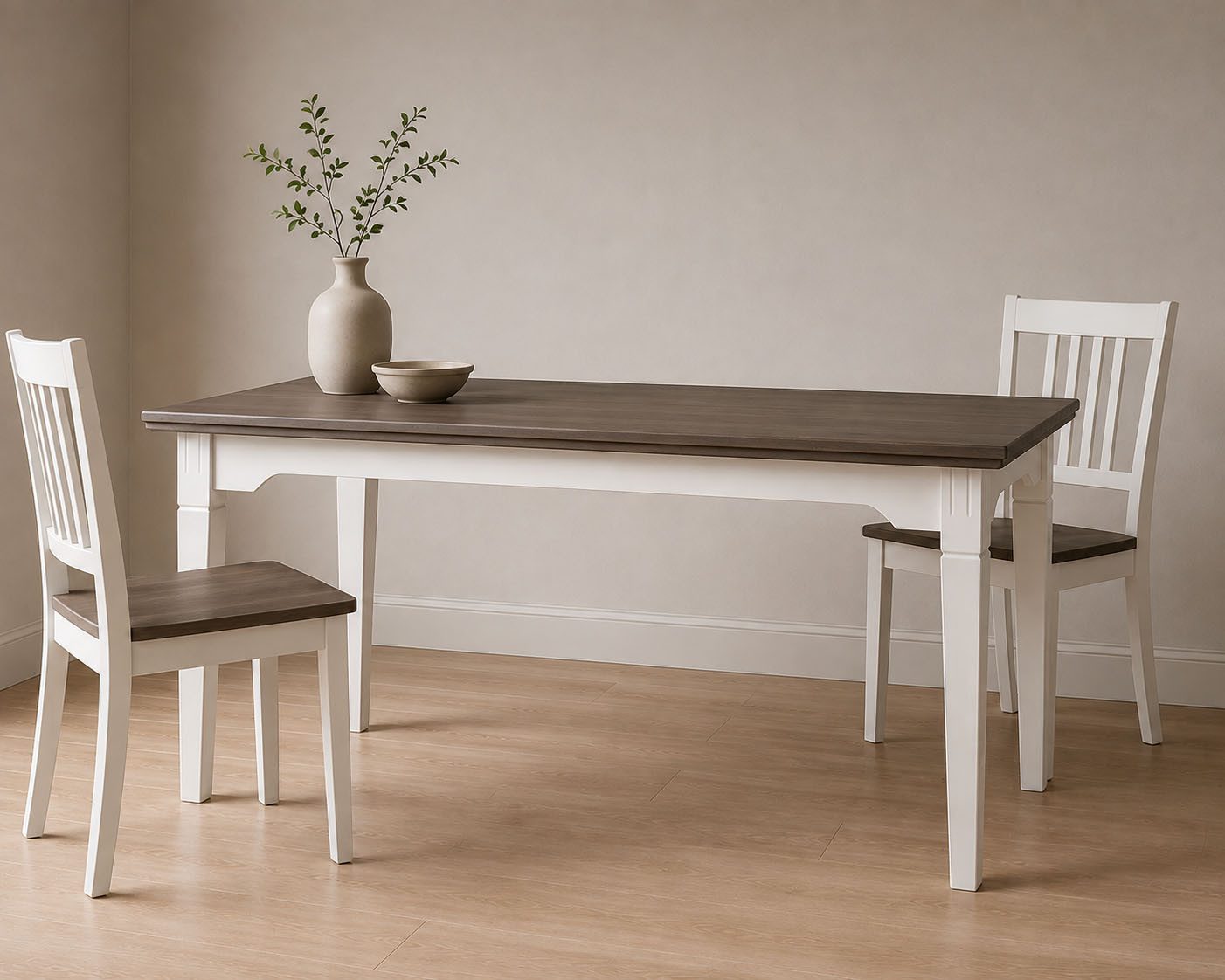 Inter Link Esstisch Halmaro aus massiver Kiefer, weiss/grau lackiert, 160 x 90 x 76,5 cm (1-St), Esszimmertisch im Landhausstil, in 2 Farbvarianten