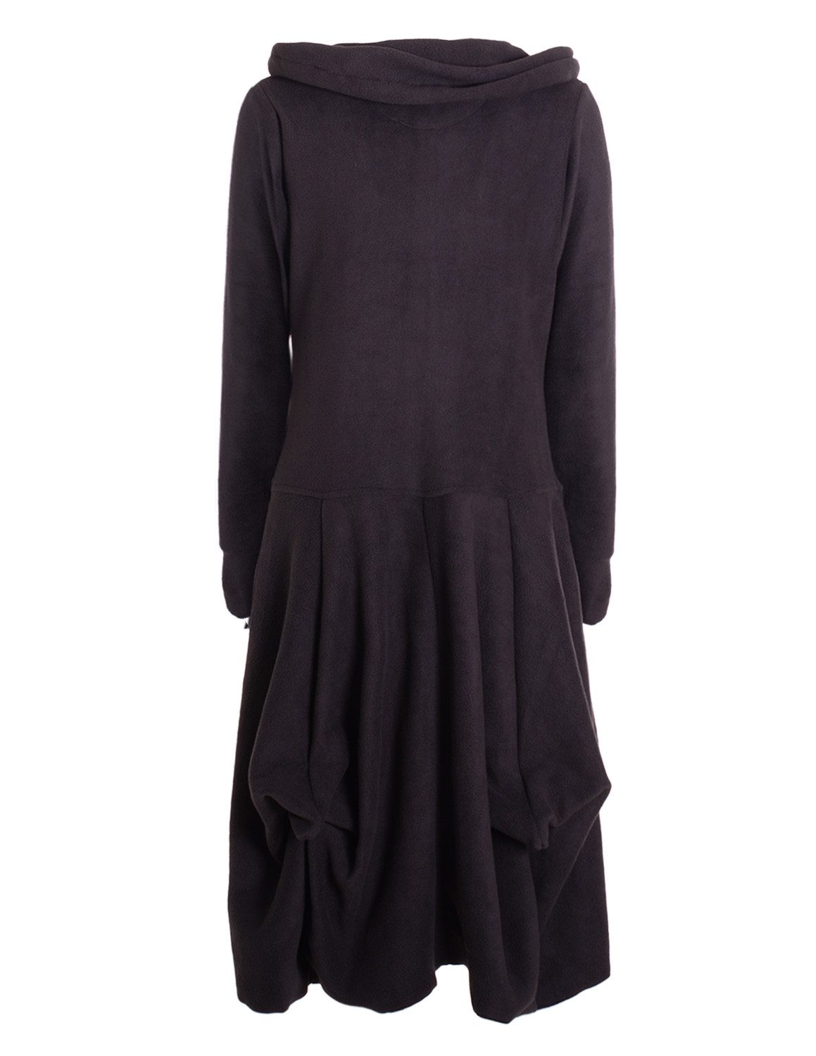 Vishes Ballonkleid Warmes Fleece Kleid mit Daumenlöchern und verstellbarem Schalkragen Alternative Bekleidung, Ethno, Hippie, Retro Style – Bild 4 von 4