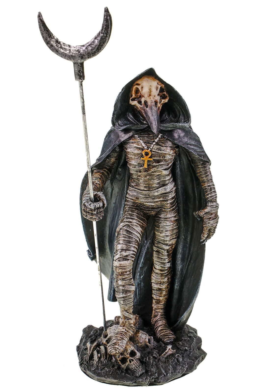 Dekofigur Ägyptischer Mondgott Khonshu Statue -Mumifiziert 20cm Mondstab Ägypten