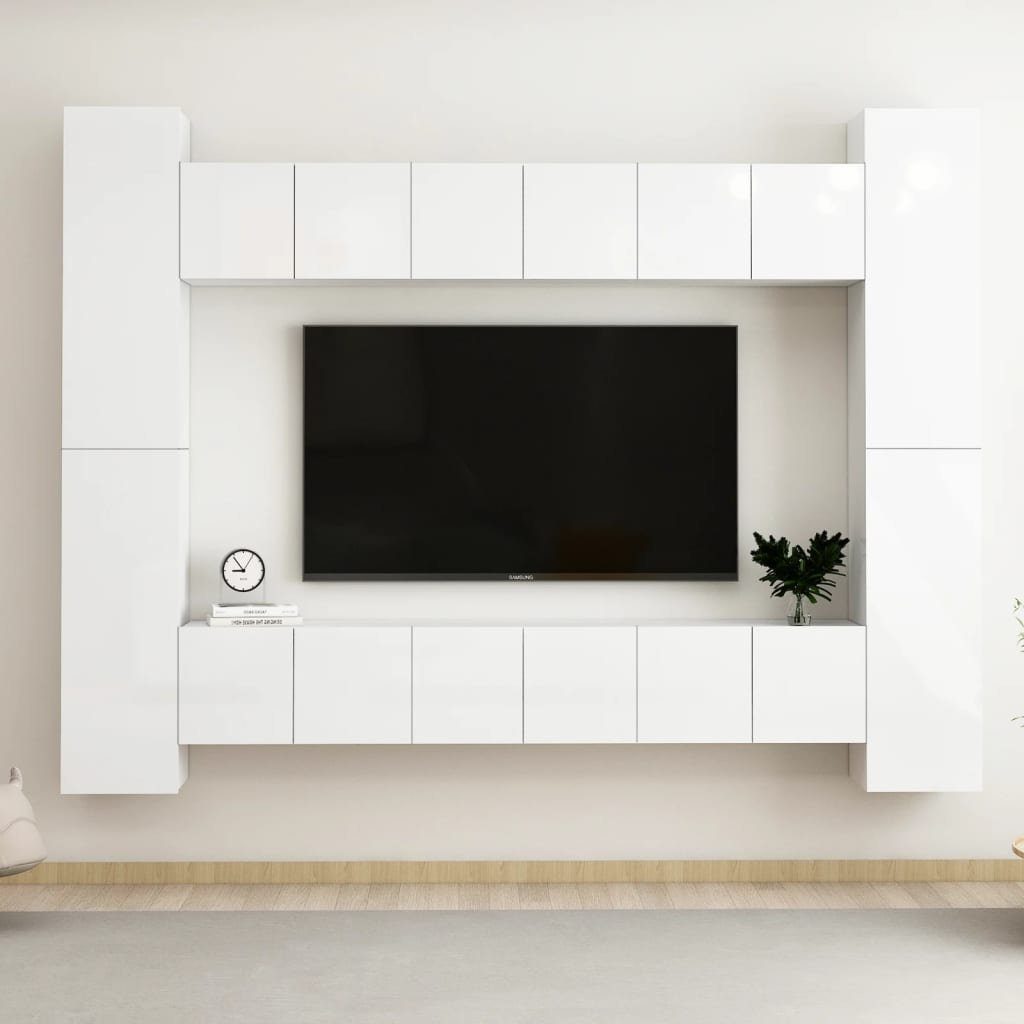 Großer Rabatt auf neue Produkte furnicato TV-Schrank TV-Schrank-Set Holzwerkstoff 10-tlg. Hochglanz-Weiß