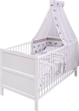 Lüttenhütt Babybett Komplettbett, Textilset "Bärchen", in 2 Größen, 4-tlg., mit Bettbezug, Bettumrandung, Himmel, Matratze, Himmelstange