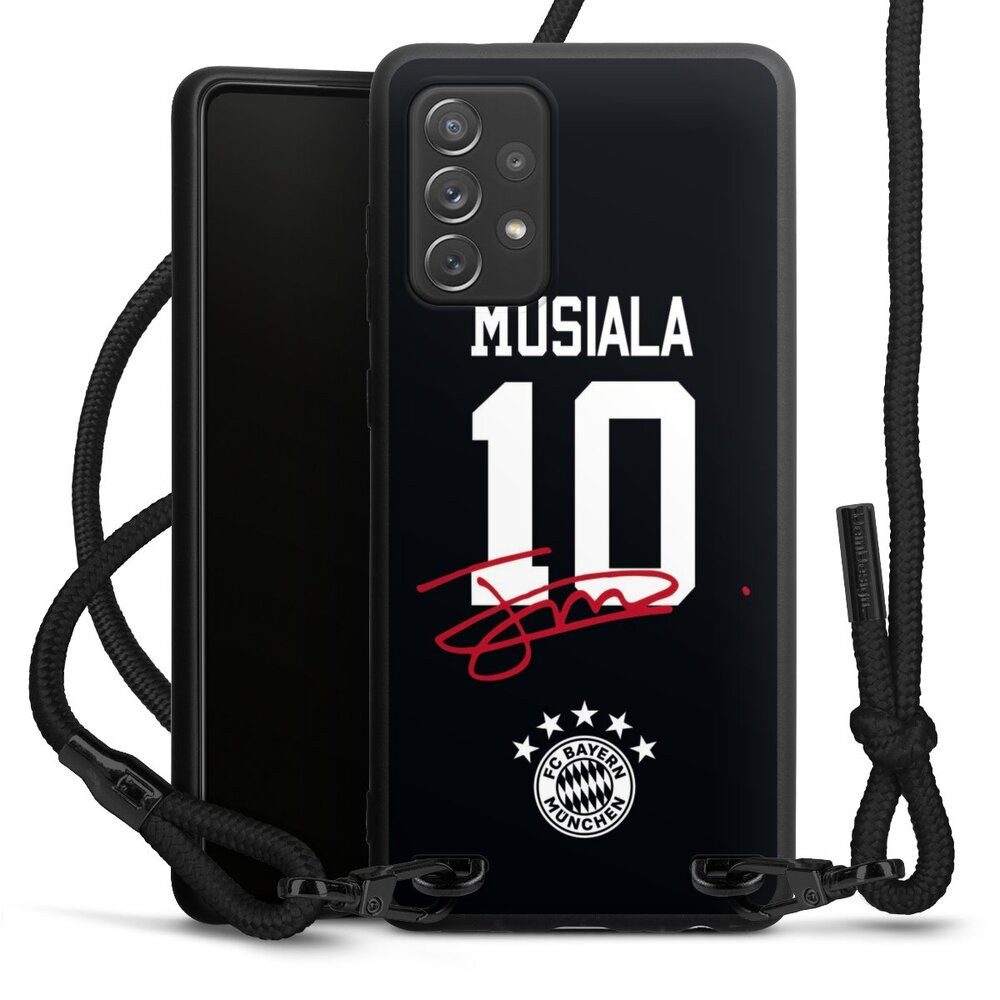 DeinDesign Handyhülle FC Bayern München Jamal Musiala FCB Musiala 10, Samsung Galaxy A72 Premium Handykette Hülle mit Band Case zum Umhängen