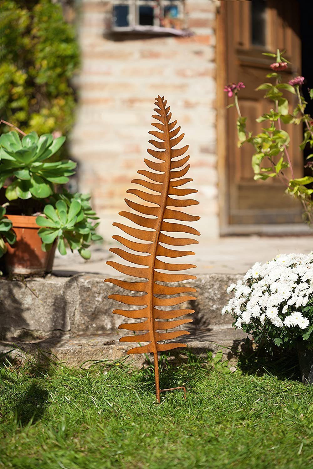 Dekoleidenschaft Gartenstecker "Farnblatt" in Rostoptik, 78 cm hoch, Metall günstig online kaufen