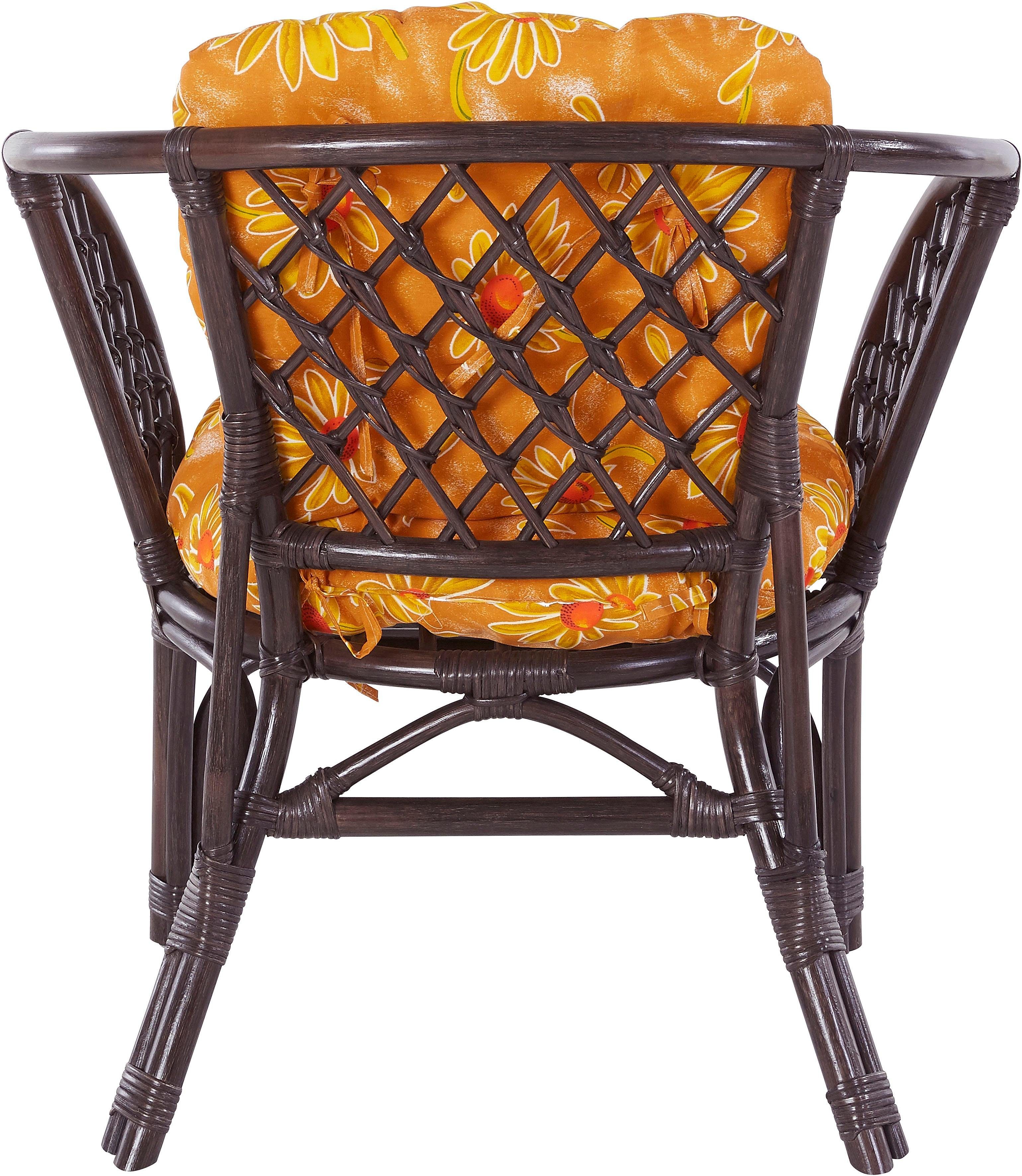 Home affaire Rattanstuhl Rattansessel, im 2er-Set aus Rattan und passenden Kissenauflagen, Breite 66 cm