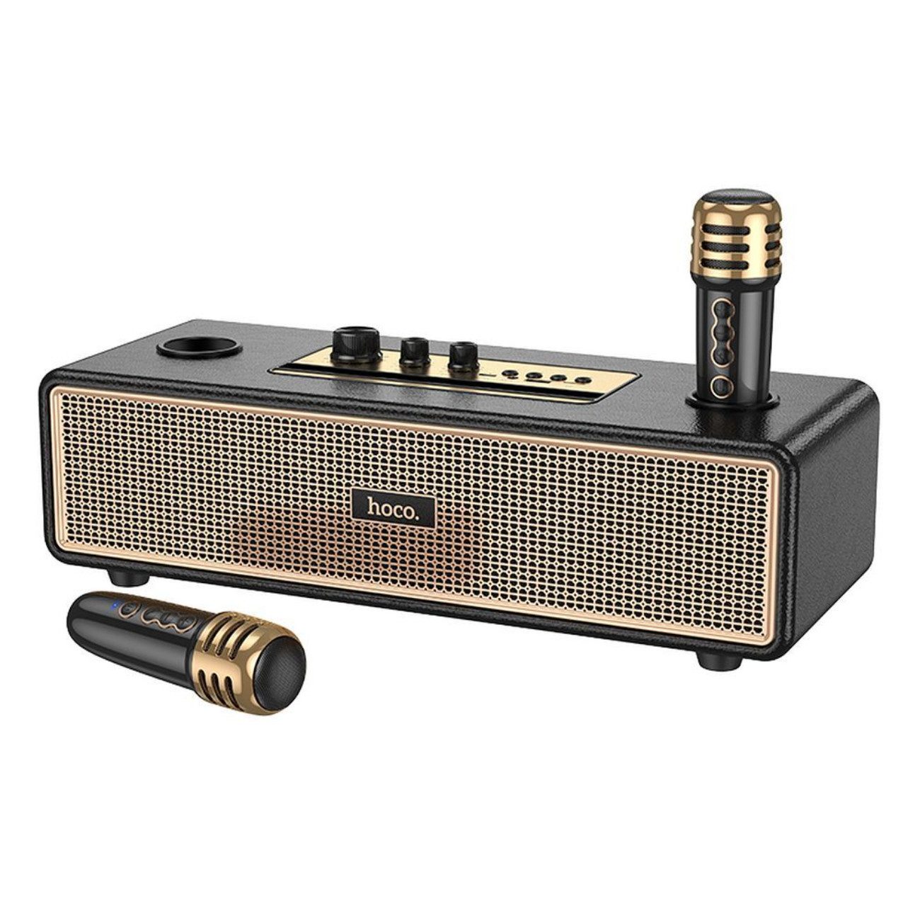 hoco. BS63 Bluetooth-Lautsprecher (Bluetooth-Lautsprecher mit 2 kabellosen Mikrofonen für Karaoke)