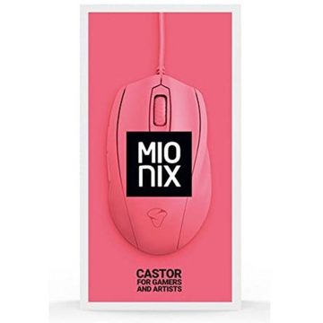 MIONIX Gaming + Artists Maus Castor Frosting Pink Optisch Mäuse (Daumenknopf, LED-Leuchteffekte, ergonomisches Design)