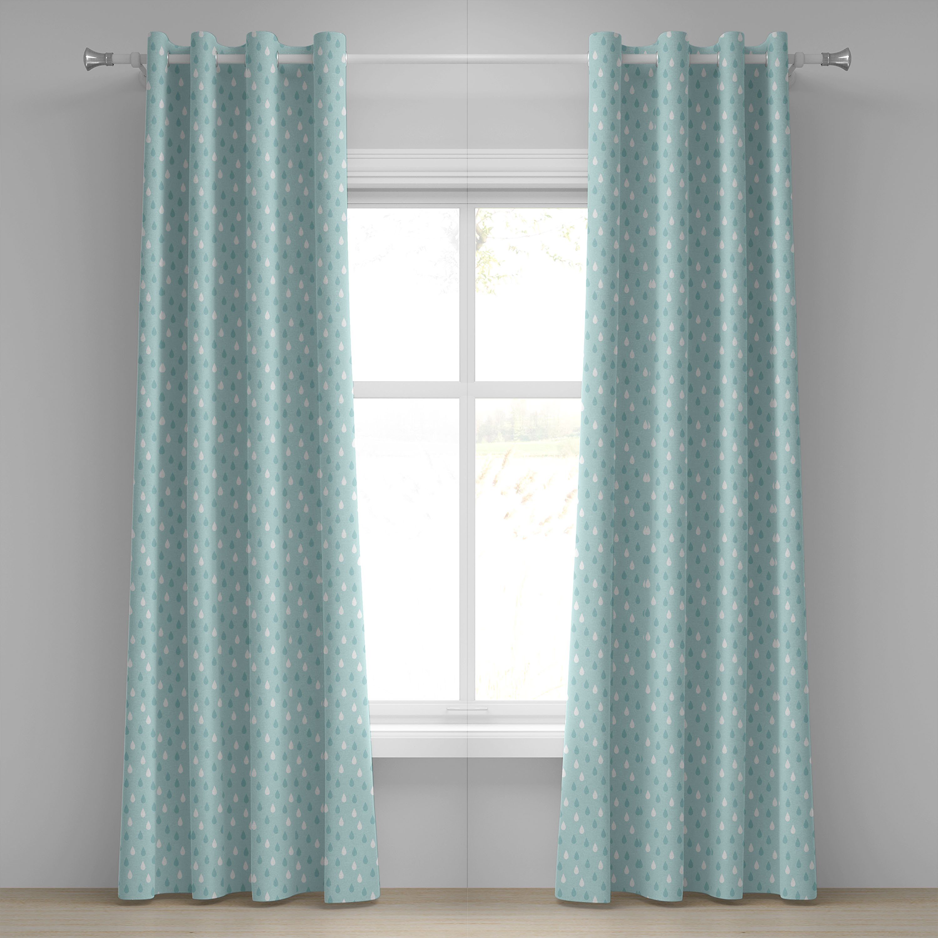 Dekorative Cartoon Abakuhaus, Wohnzimmer, Blau Gardine Schlafzimmer 2-Panel-Fenstervorhänge Regentropfen für
