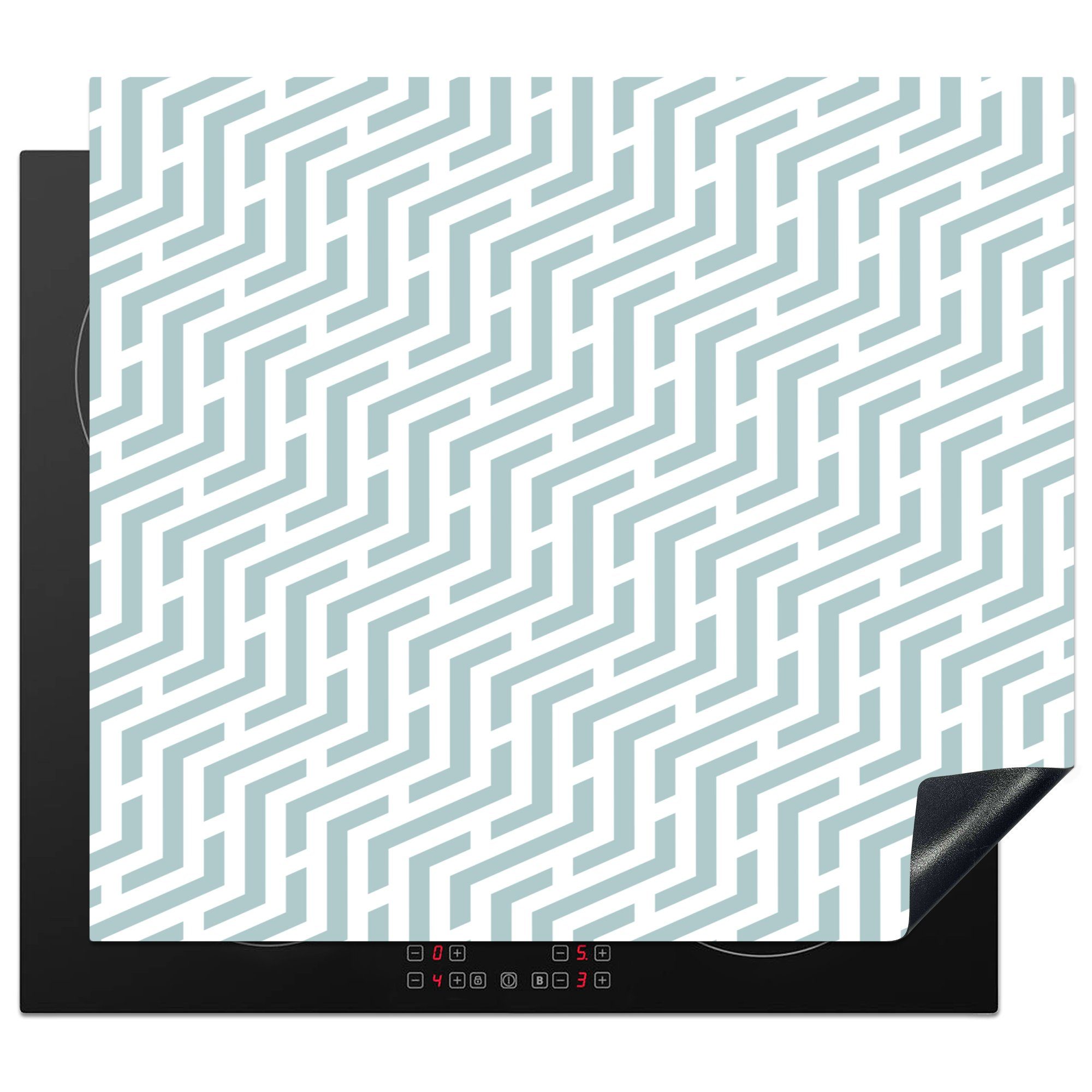 MuchoWow Herdblende-/Abdeckplatte Design - Geometrie - Muster - Grün, Vinyl, (1 tlg), 57x51 cm, Induktionsschutz, Induktionskochfeld, Ceranfeldabdeckung