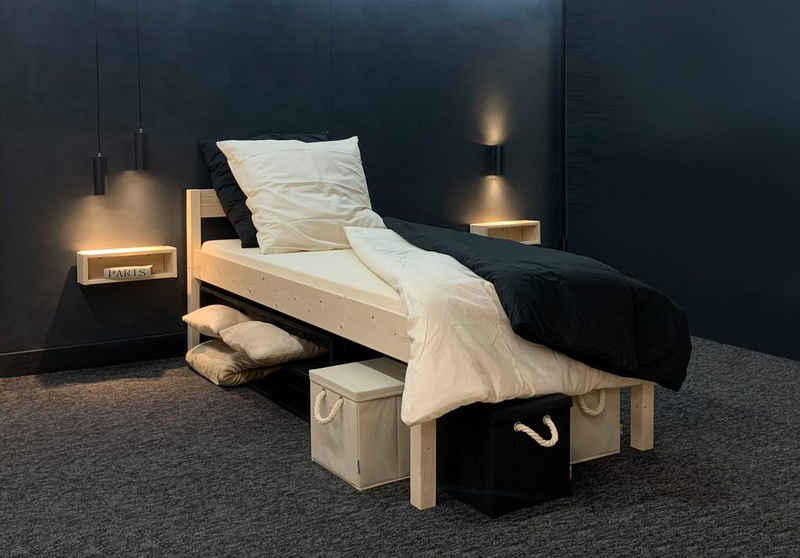 LIEGEWERK Massivholzbett Seniorenbett erhöhtes Bett Holz mit Kopfteil Holzbett