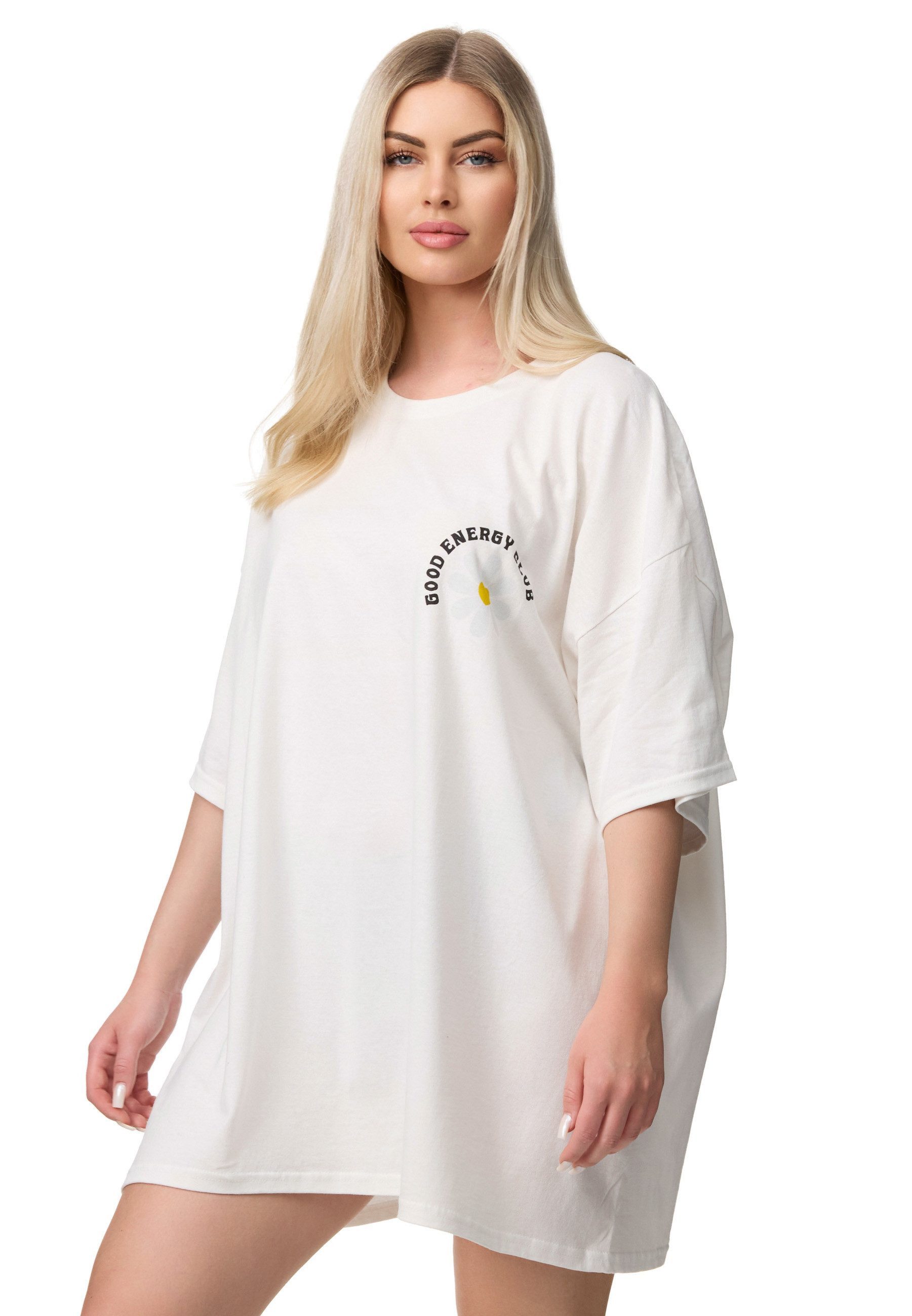 Worldclassca T-Shirt Worldclassca Oversized Print ENERGY T-Shirt lang Tee Sommer Oberteil – Bild 5 von 5
