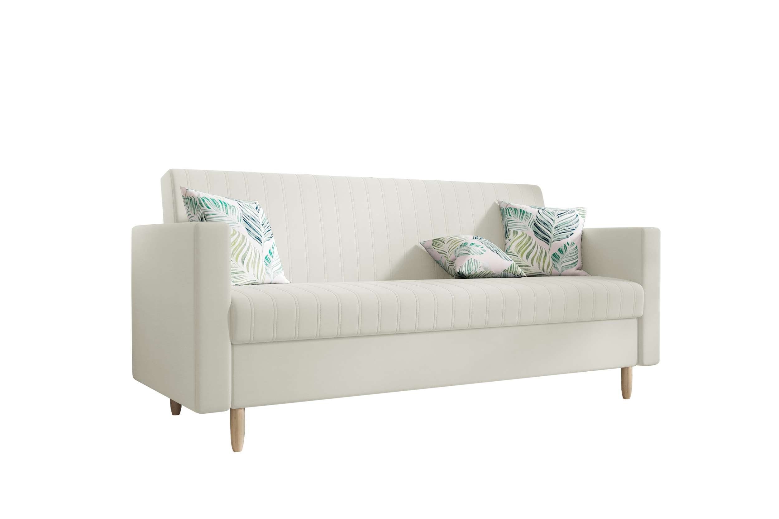 mit Bettfunktion, Design Schlafsofa, Bettkasten, Melisa, mit Sitzkomfort, Stylefy 3-Sitzer Sofa, Modern