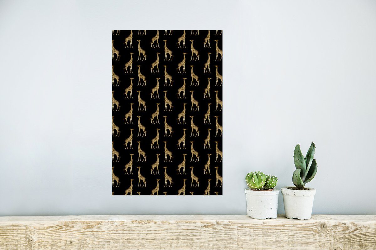 - MuchoWow Rahmen Wohnzimmer, Wandposter - Ohne Muster Wandbild, für Tiere St), Giraffe, Poster, (1 Gold - Poster