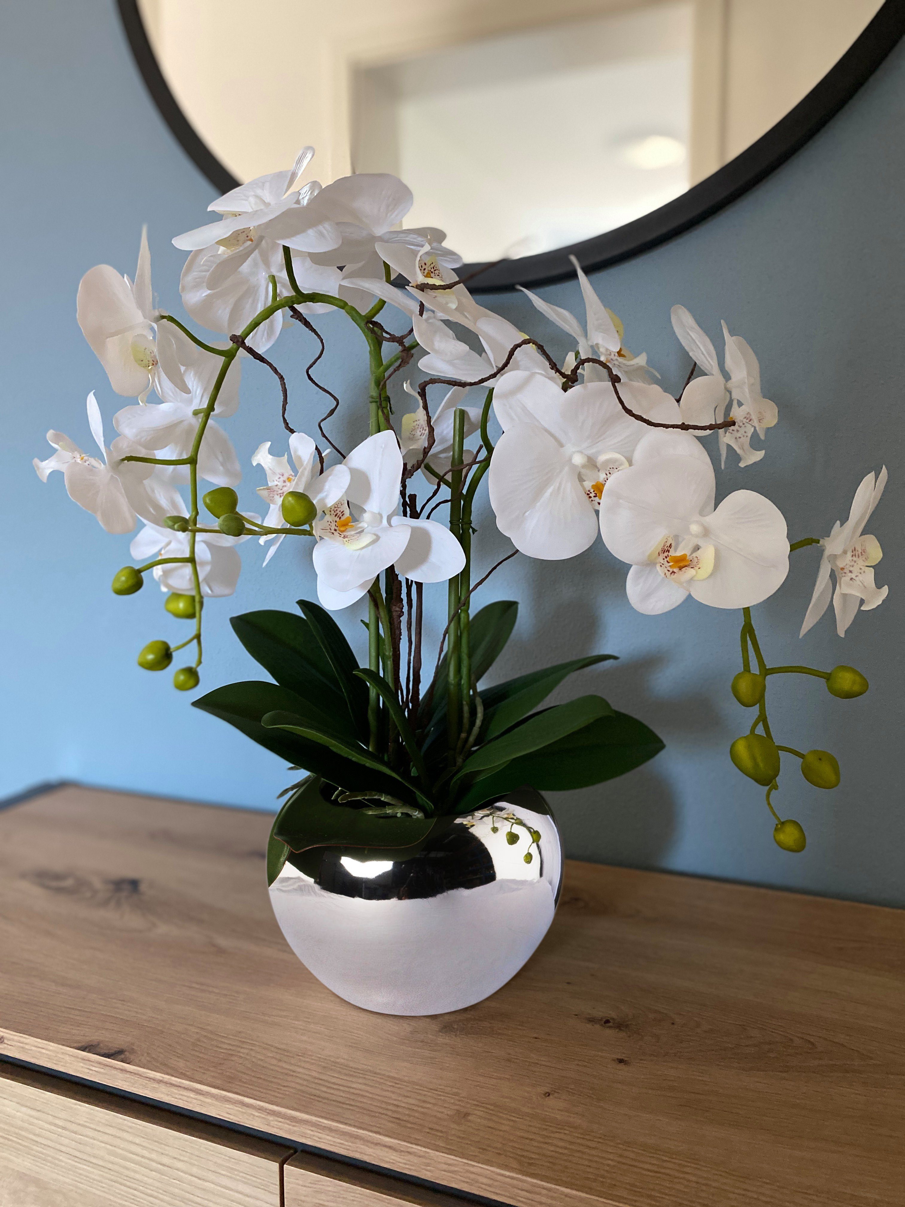 Kunstblume Kunstorchidee Phalaenopsis, Creativ green, Höhe 55 cm, im Keramiktopf, Creativ green